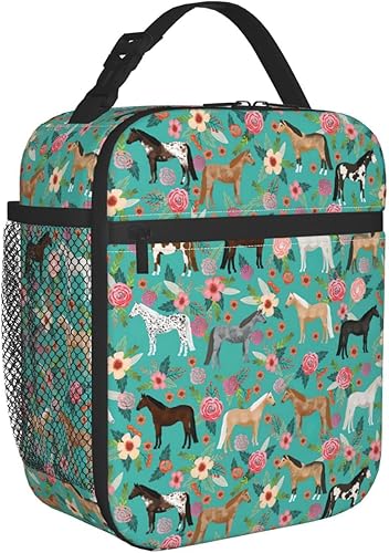 Miniatura 2 de JASMODER Bolsa de almuerzo floral con aislamiento resistente al agua Bolsa de almuerzo reutilizable para viajes de picnic