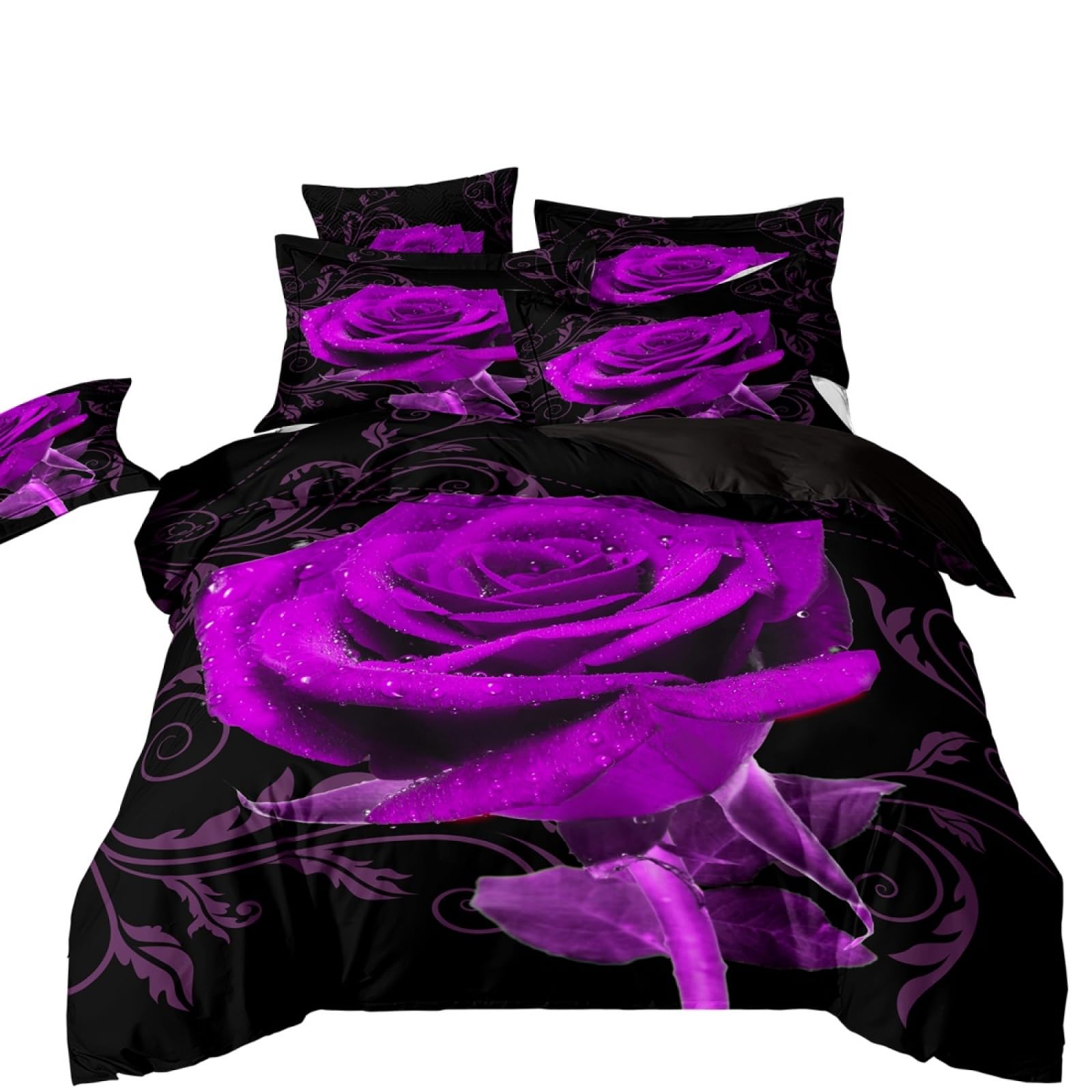 Double Duvet Set Black Purple Bedding Double Bed Set Duvet Cover Sets