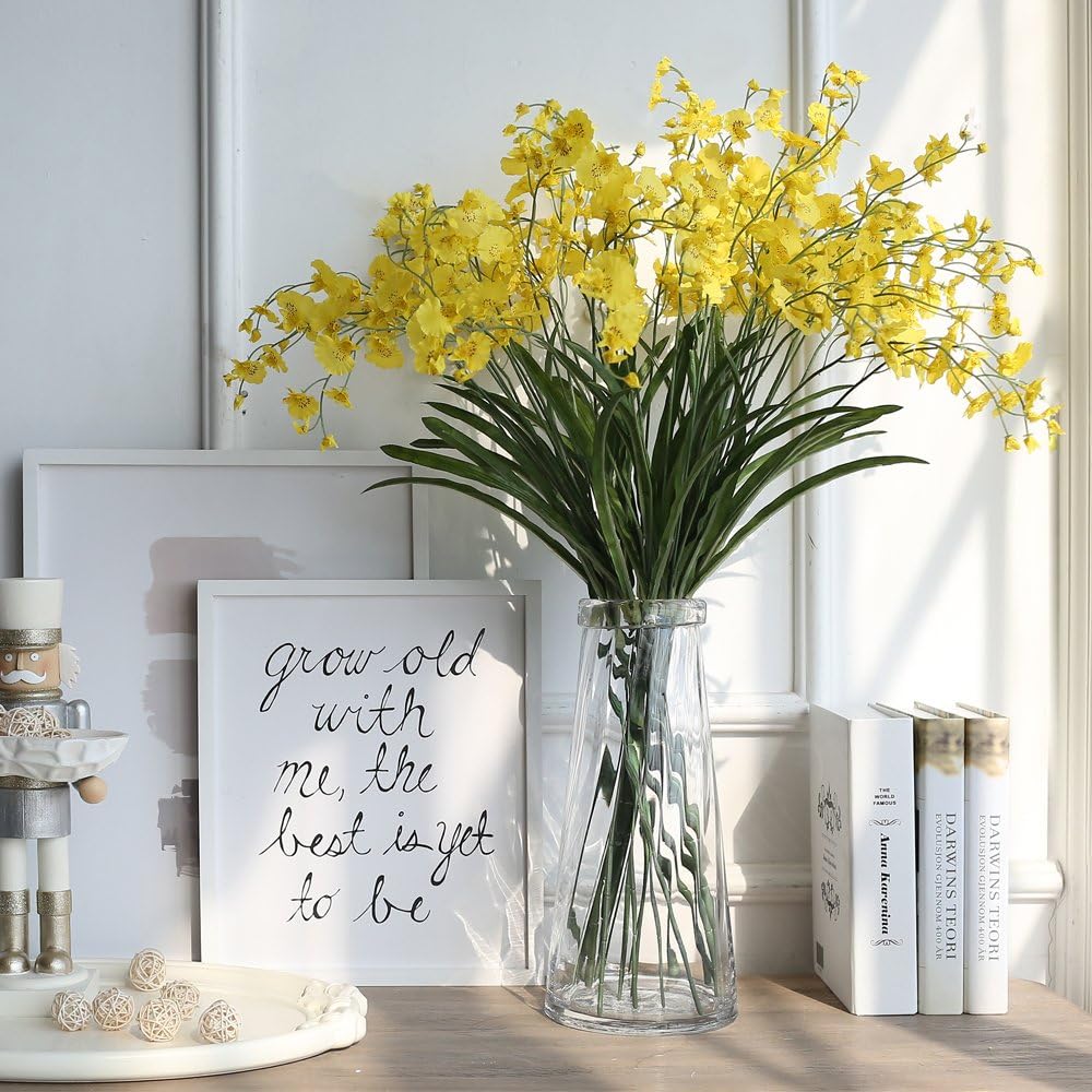 Noah Decoration Hand Made and Hand-Blown Euro Transparent Crystal Flower and Filler Glass Vase for Home and Wedding Indoor and Outdoor Decoration (Tall)