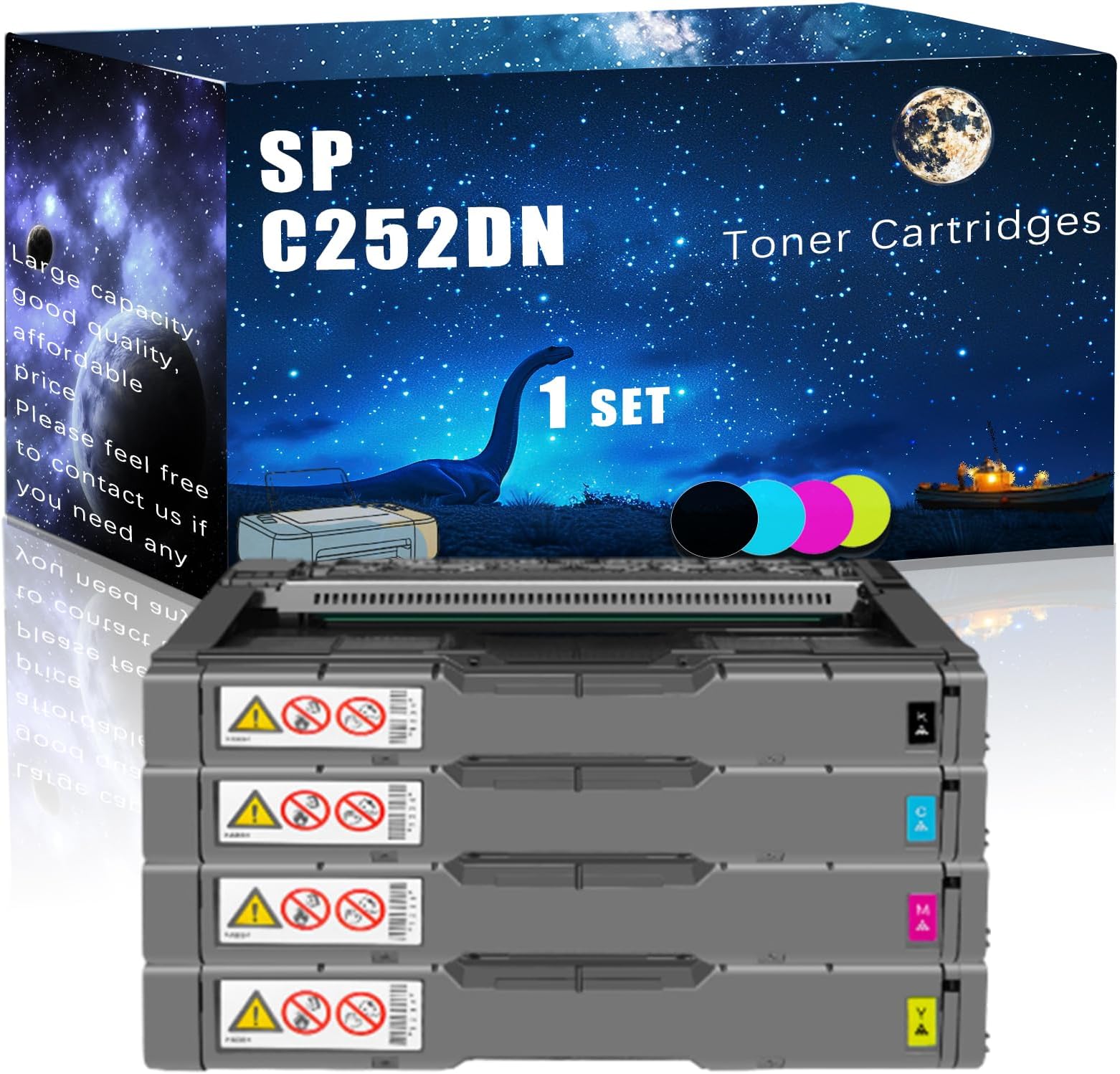 SP C252DN Compatible Toner Cartridges Replacement for Ricoh High Yield Compatible SP C252DN SP C252SF SP C262DNw SP C262SFNw Printers, Meet Printing Needs (4-Pack BK/C/M/Y)