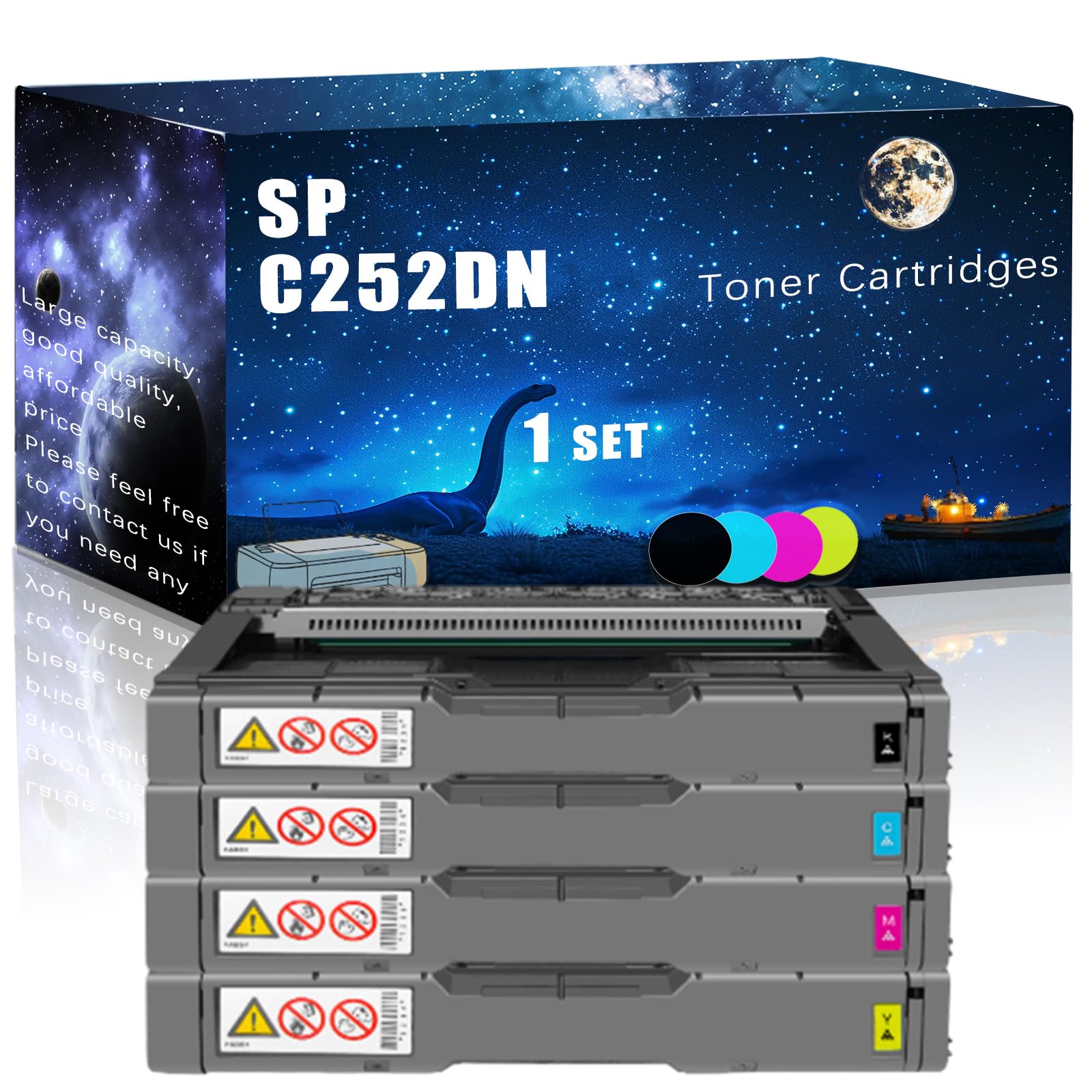 SP C252DN Compatible Toner Cartridges Replacement for Ricoh High Yield Compatible SP C252DN SP C252SF SP C262DNw SP C262SFNw Printers, Meet Printing Needs (4-Pack BK/C/M/Y)