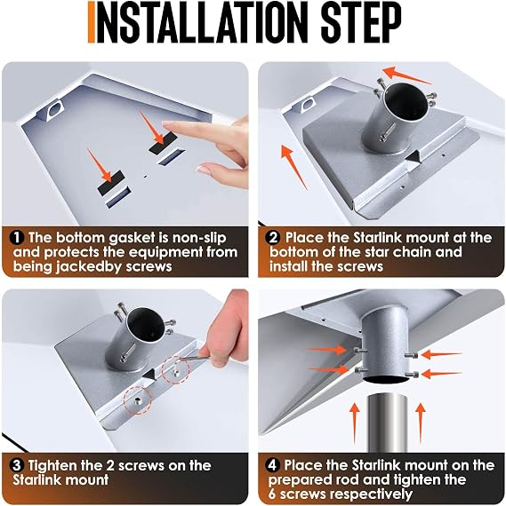 Starlink Gen3 Mount, Stainless Steel, Silver, Wall Mount, Satellite Internet Mount