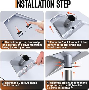 Starlink Gen3 Mount, Stainless Steel, Silver, Wall Mount, Satellite Internet Mount