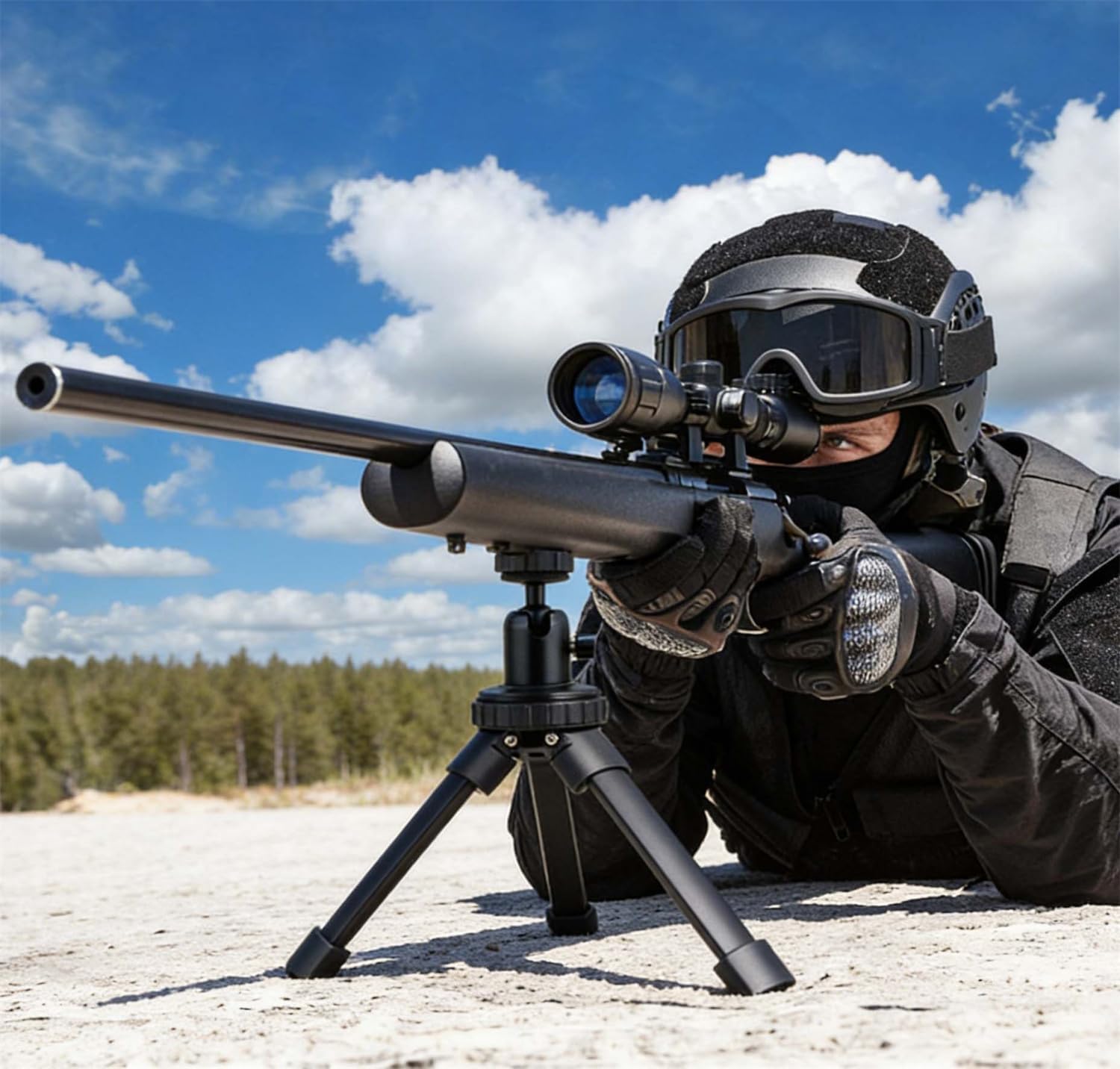 Shooting Tripod Stand Hunting Shooting Stick Aluminum Gun Rifle Rest Portable with 360 Rotation V Yoke Stand for Range Table Bench Shooting Practice