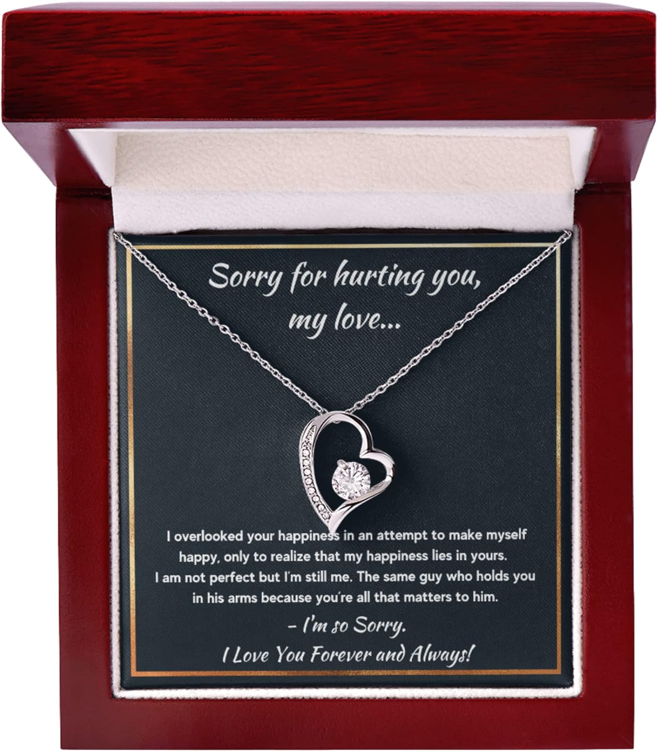 FG Family Gift Mall Im Sorry Gifts For Her, Apology Gifts For Her, I Love You I'm Sorry Gift, Giant Sorry Forgiveness Necklace with Message Card and Gift Box