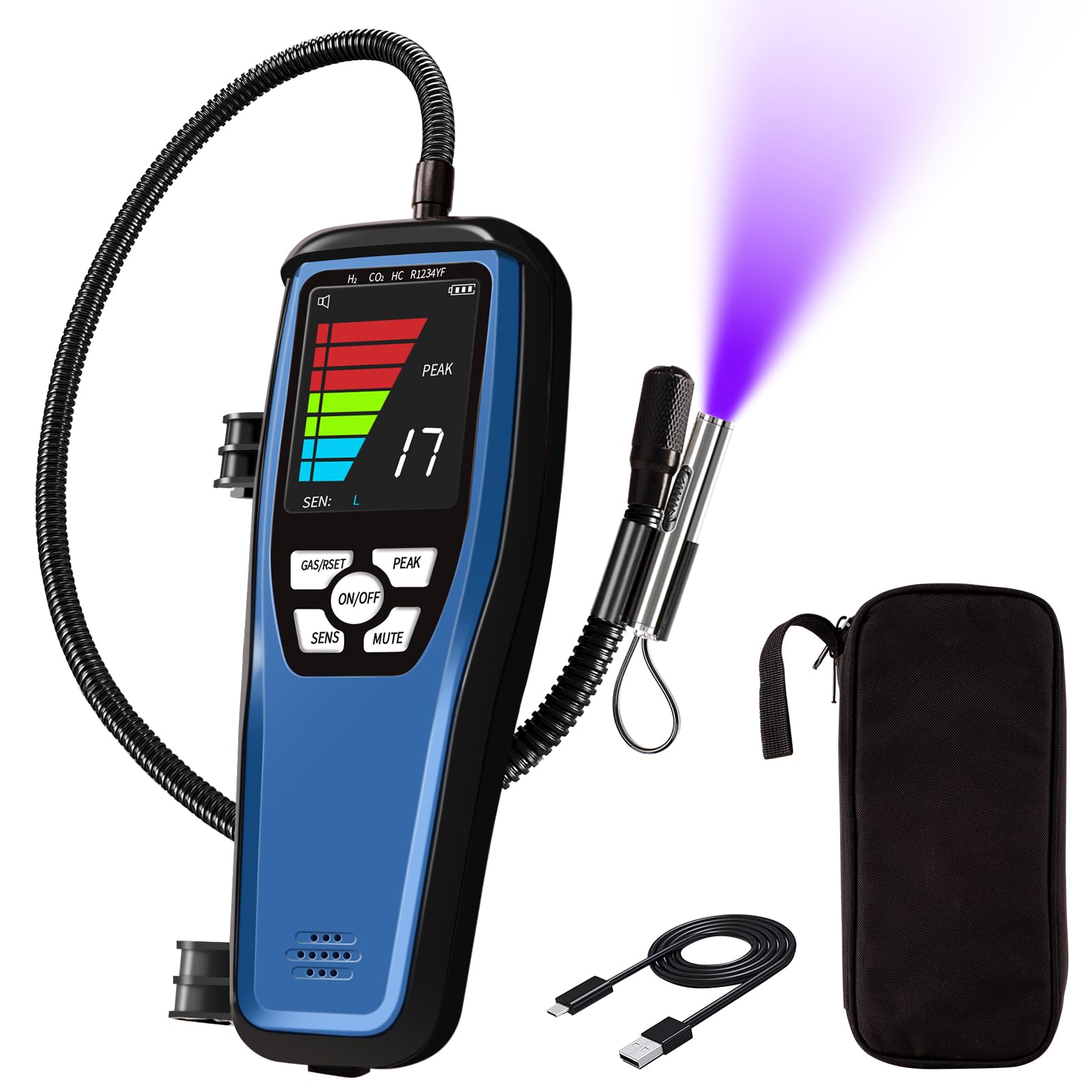 Aprvtio ALD-100 Rilevatore di perdite di refrigerante, fughe di gas refrigerante con batteria da 3000 mAh, Schermo da 2,8 piedi con funzione di allarme, rilevatori di gas per R32 R134a R454B R410A