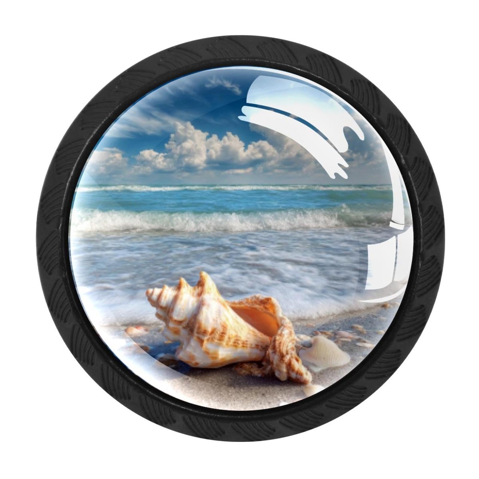 CHENZZZZ 4 Pack Cabinet Pulls Conch Sea Shells Beach Sky (1) Kitchen Drawer Pulls Cabinet Handles