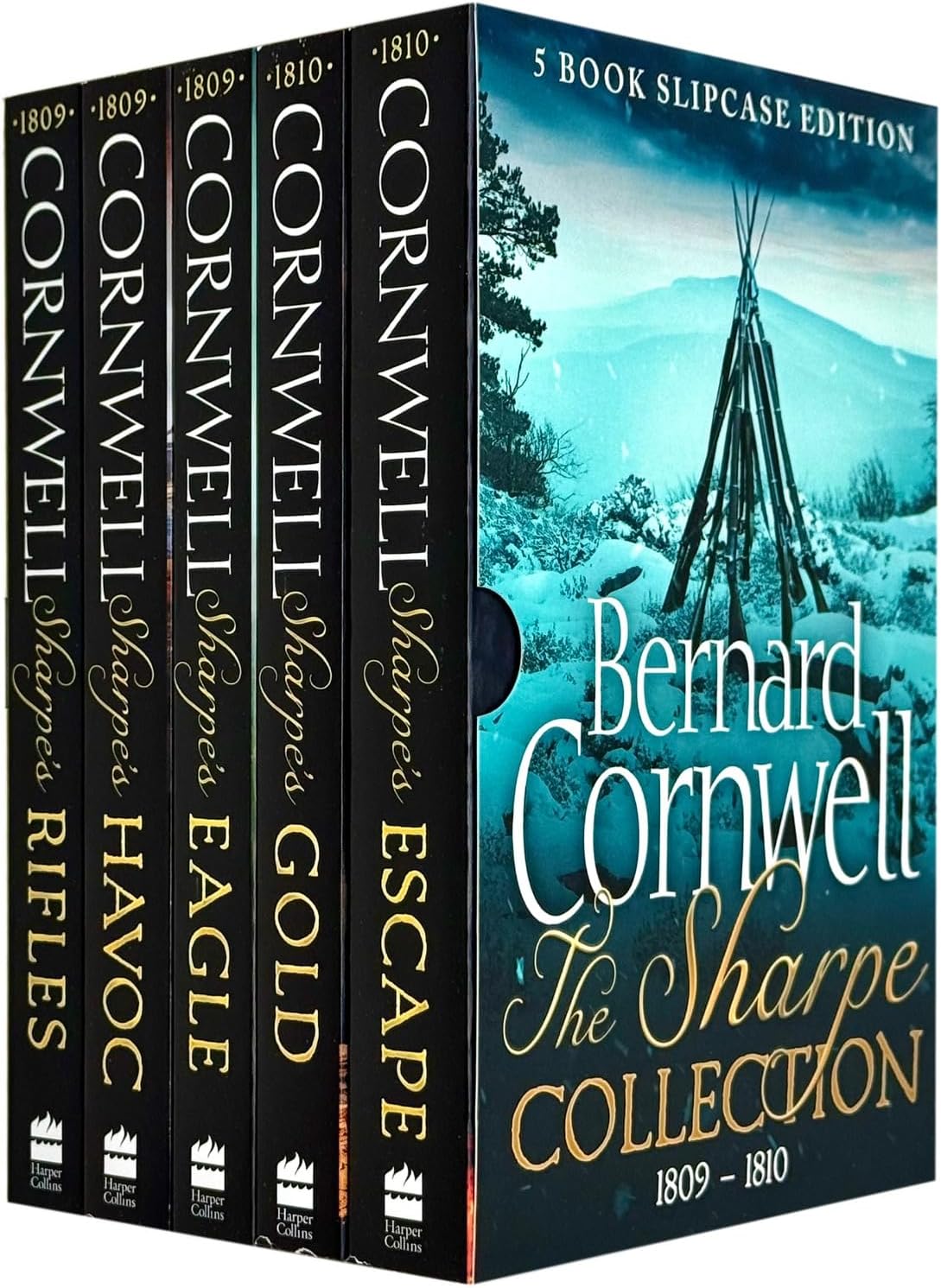HarperCollins ltd Sharpe Series Books 6 - 10 Collection Box Set by Bernard Cornwell (Sharpe's Rifles 1809, Havoc 1809, Eagle 1809, Gold 1809 & Escape 1810)