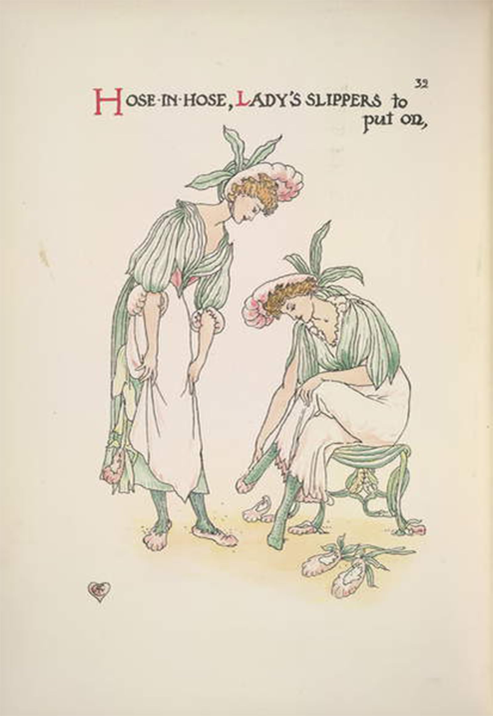 ARTXLXXBN Famous Prints Artwork Pictures Poster Painting Art Two Ladies Putting on Slippers by Walter Crane Artwork Landscape Pictures for Home Decor 60x90cm