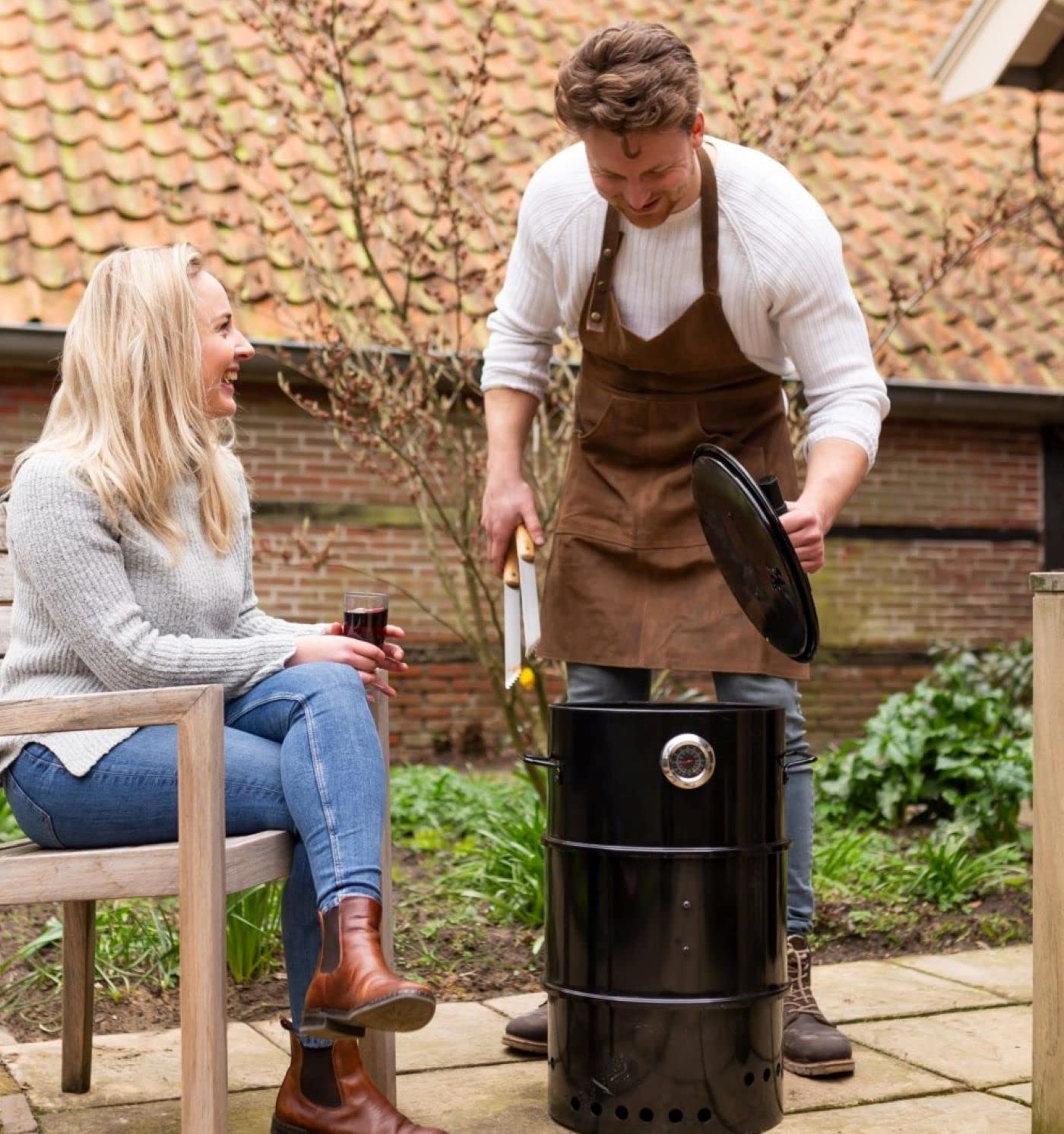 Esschert Tablier de Barbecue en Cuir Tablier de Cuisine Tablier de Cuisine Tablier de fête