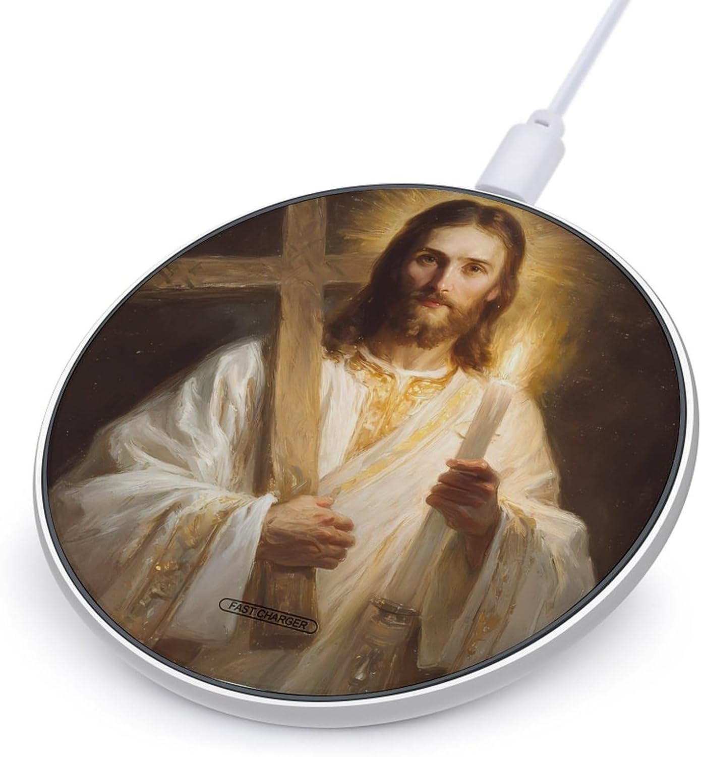 God and Crossed Novelty Wireless Charger Funny 10W Fast Charging Pad Mat for Cell Phone