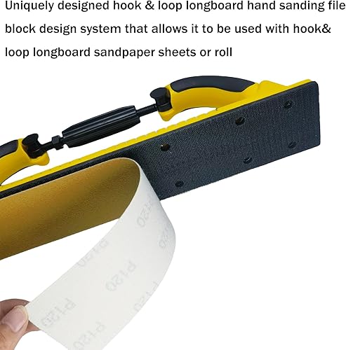 Miniatura 5 de Bloque de archivo de lijado a mano ajustable Radius Flex de 2-34 pulgadas x 15-34 pulgadas con respaldo de gancho y bucle, utiliza rollos continuos