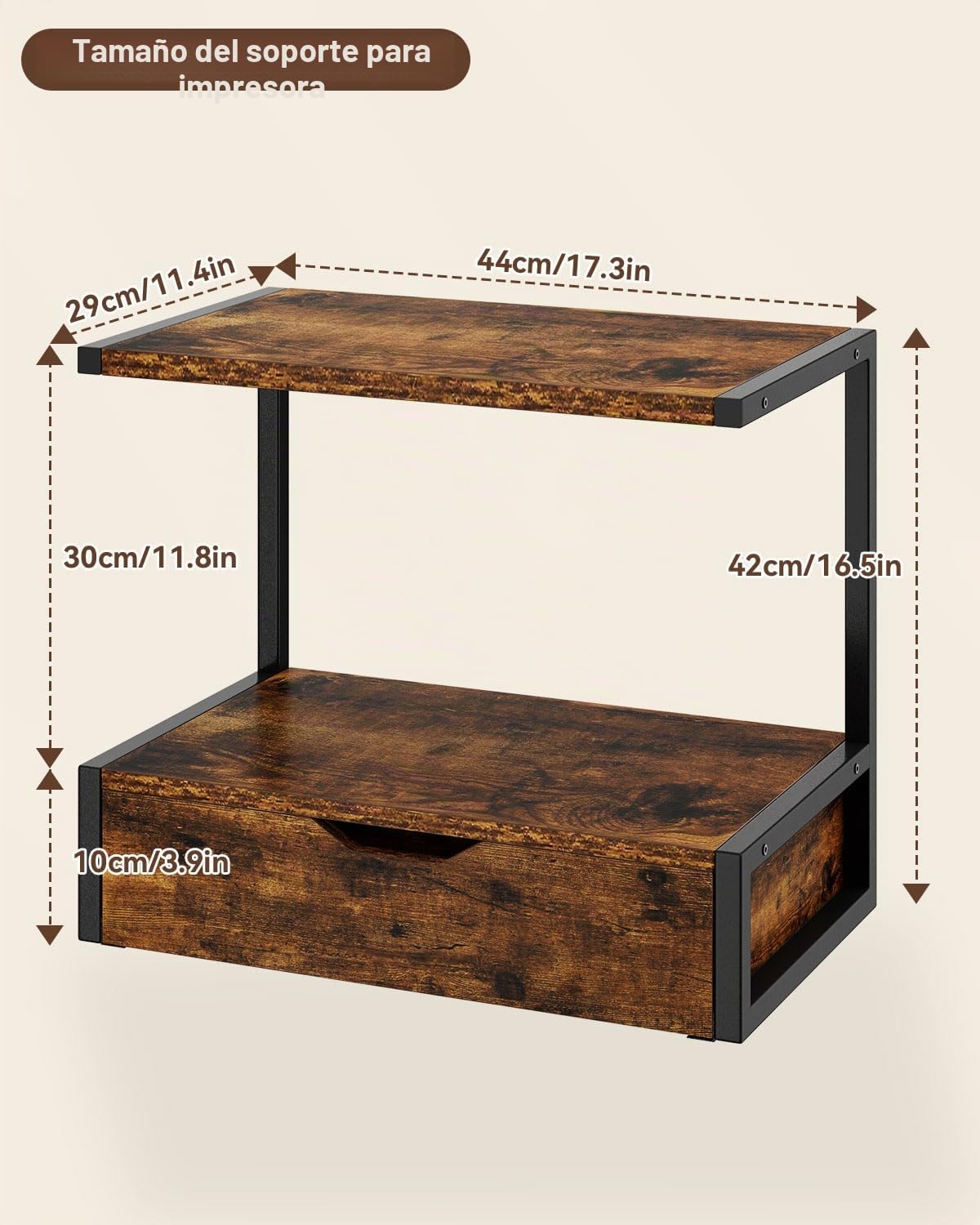 IBUYKE Soporte para impresora de escritorio multifunción, mesa con estante de almacenamiento, organizador para carpetas y libros, compatible con fax y escáner
