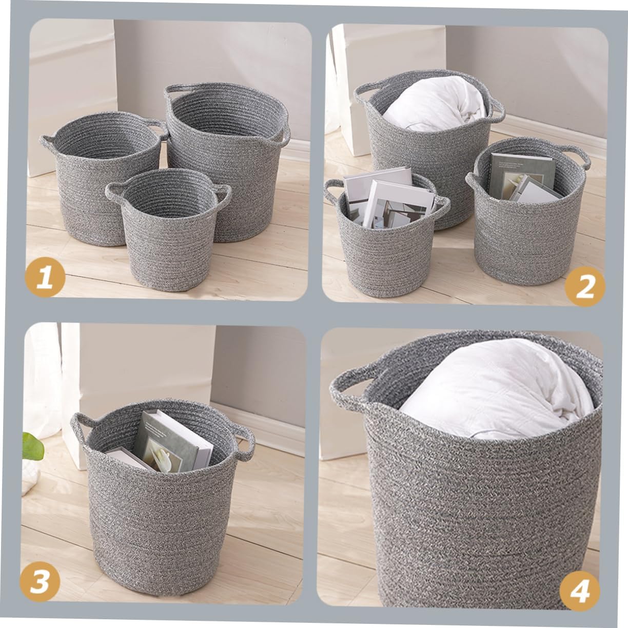 Luxshiny Large Capacity Cotton Rope Laundry Hamper for Clothes and Blankets Dual Color Storage Basket for Bedroom Nursery Bathroom and Dorm Use Portable and Sturdy Design for Sporting Gear