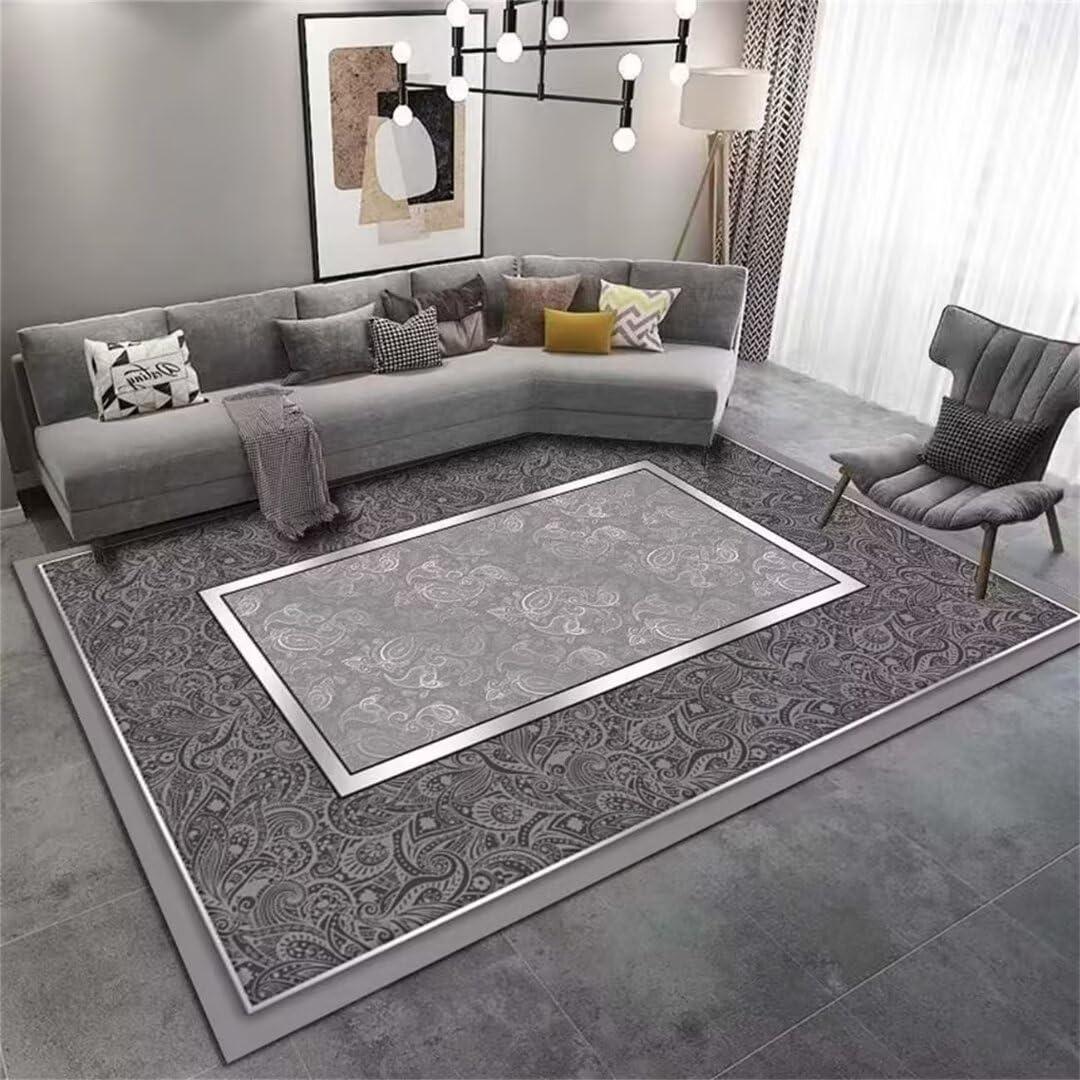 Tapis poil court déco chambre adulte au design classique et finitions denses