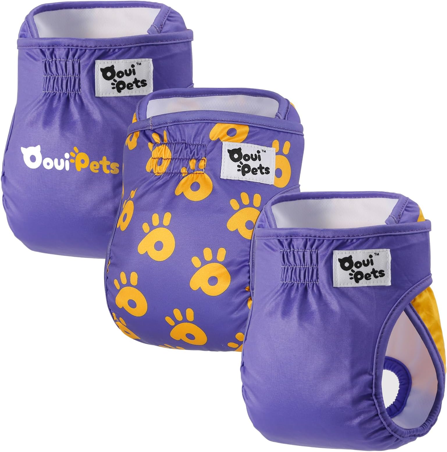 Ooui Pets 3-Pack Resuable Dog nappies female and male | Highly Absorbent Dog period pants, Adjustable, Eco-Friendly | Washable Dog Diapers Female, Chic & Incontinence Solution (Size M)