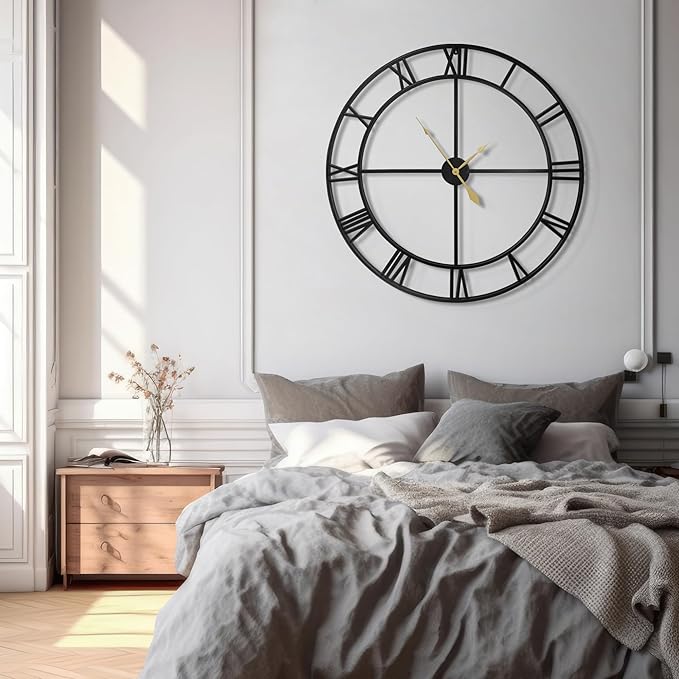 Reloj de Pared LEIKE 40 Pulgadas Romano Negro Metal miniatura 7