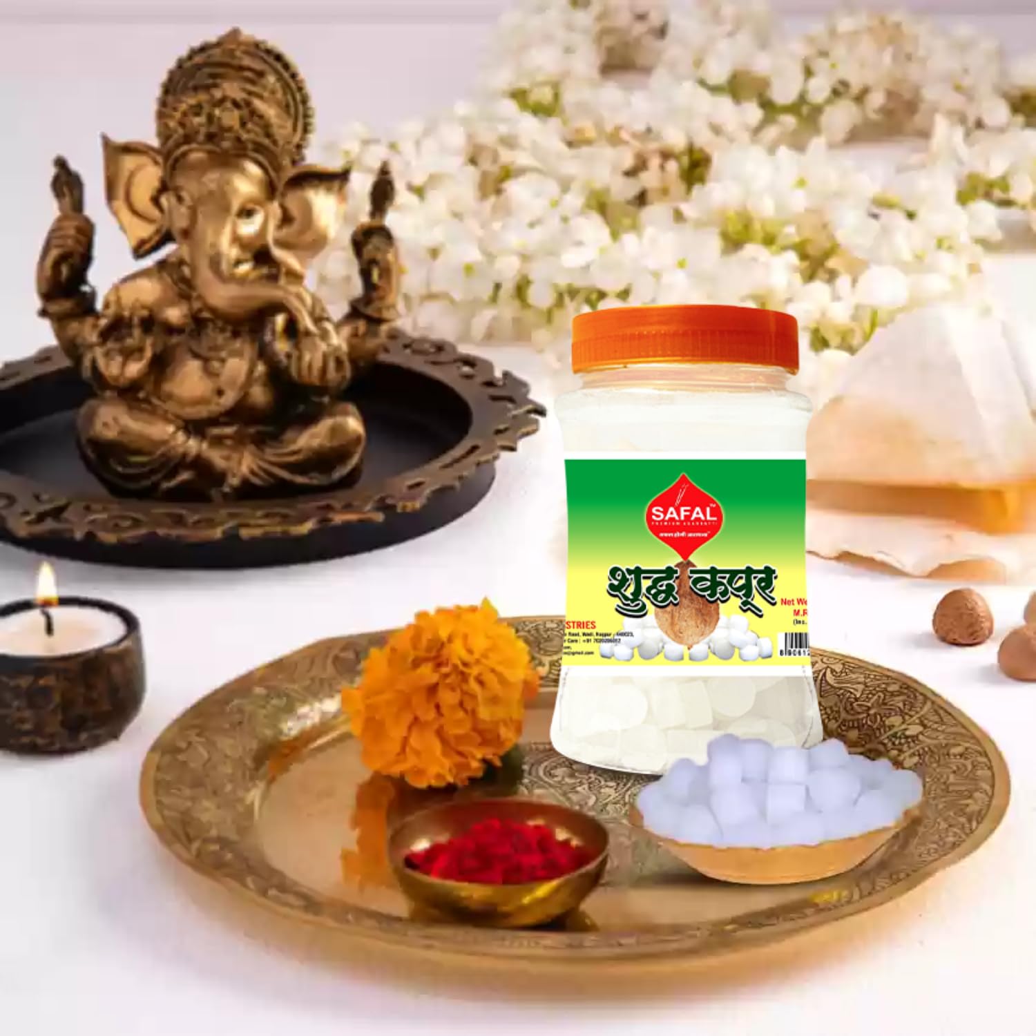 SAFAL Camphor | Kapoor for Pooja | Camphor Tablets Jar 100gms | Pooja Kapoor for Mandir | Pack of 2 for Room, Car, Air Freshener & Mosquito Repellent 1