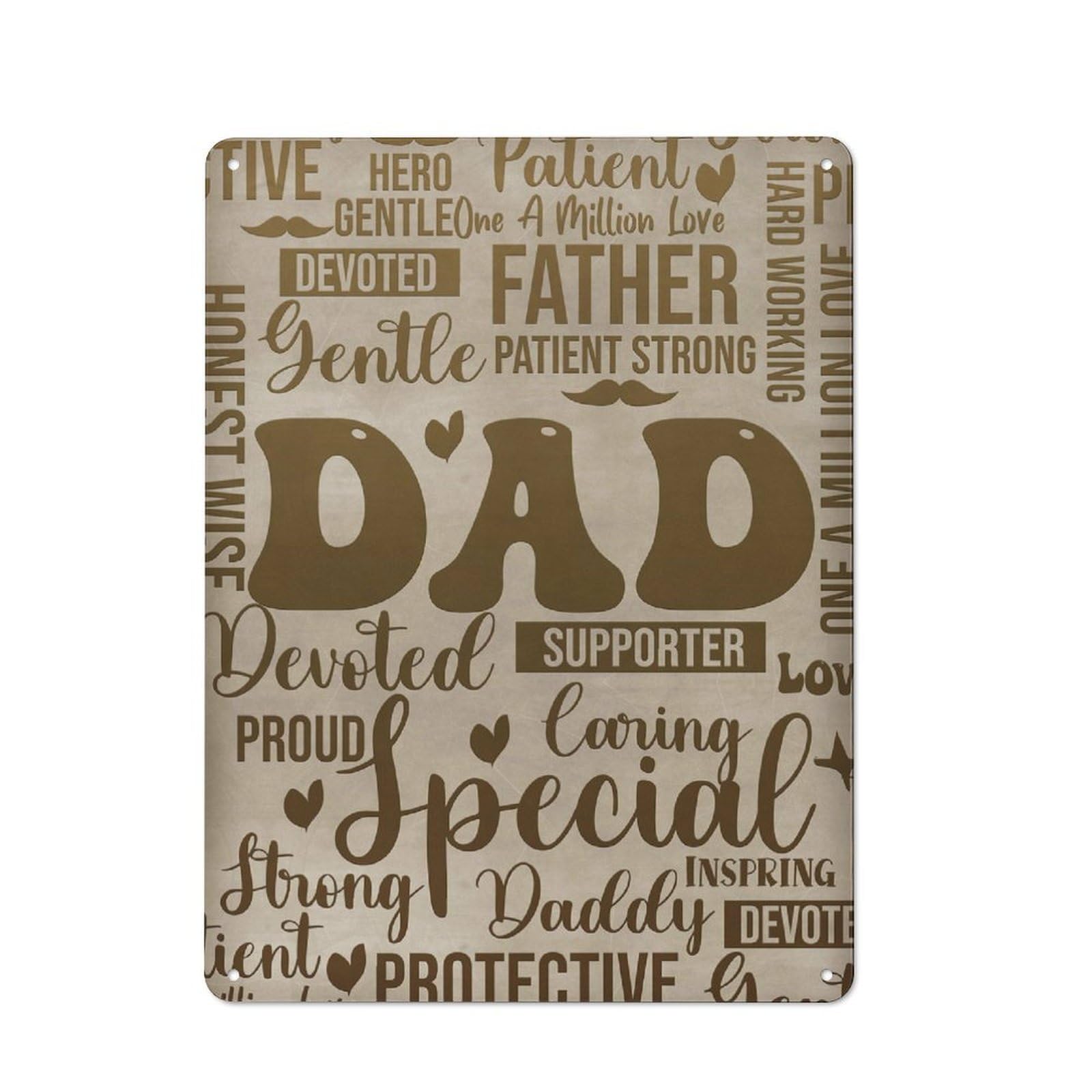 Junmoney Style-21 Vintage Tin Sign 40X30cm With Dad Typography For Home Bar Wall, Metal Sign Decor For Home Bars And Entertaining Spaces