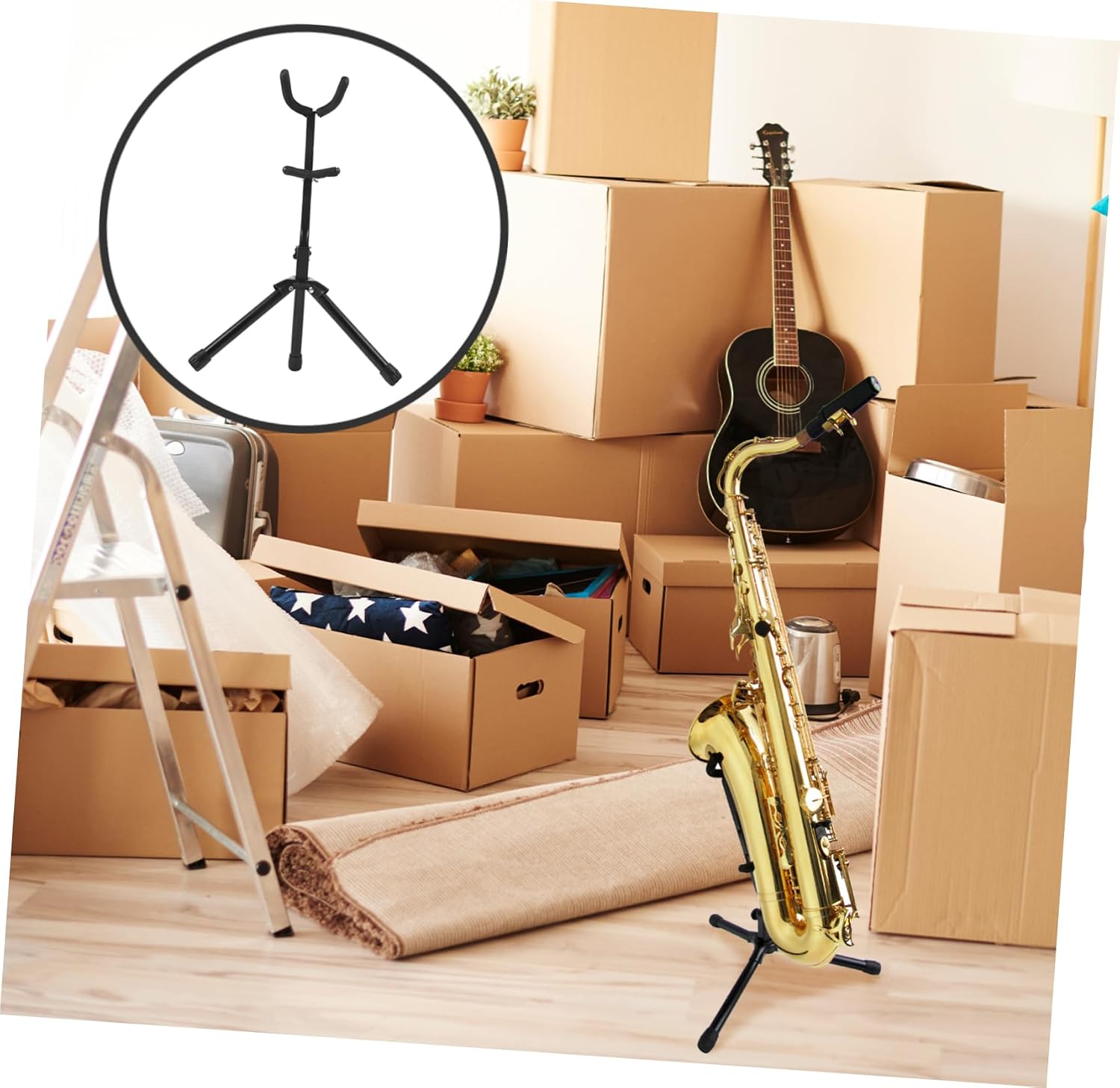 TOYANDONA Portable Saxophone Stand Holder Instrument Display Stand for Alto Tenor Saxophones Sturdy Storage and Display for Musicians