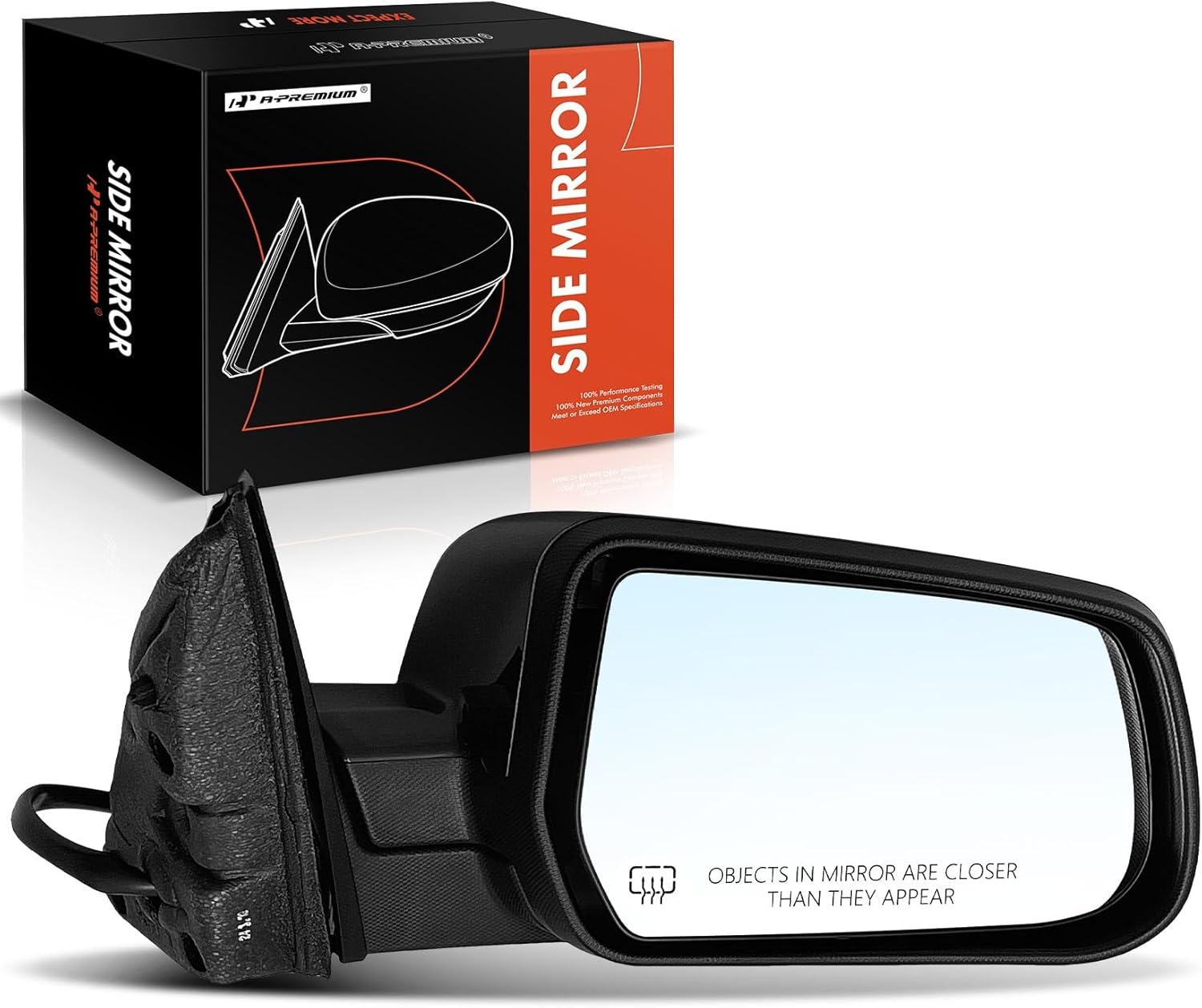 A-Premium Passenger Side Power Door Mirror - Compatible with Chevrolet Equinox 2010-2015 & GMC Terrain 2010-2011 - Heated Manual Folding Black Outside Rear View Mirror - Replace# 20835849