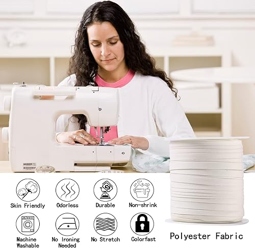 Miniatura 23 de Cinta al bies de doble pliegue de 1/4 de pulgada, cinta de encuadernación al bies de doble pliegue de 55 yardas por rollo para manualidades, Azul