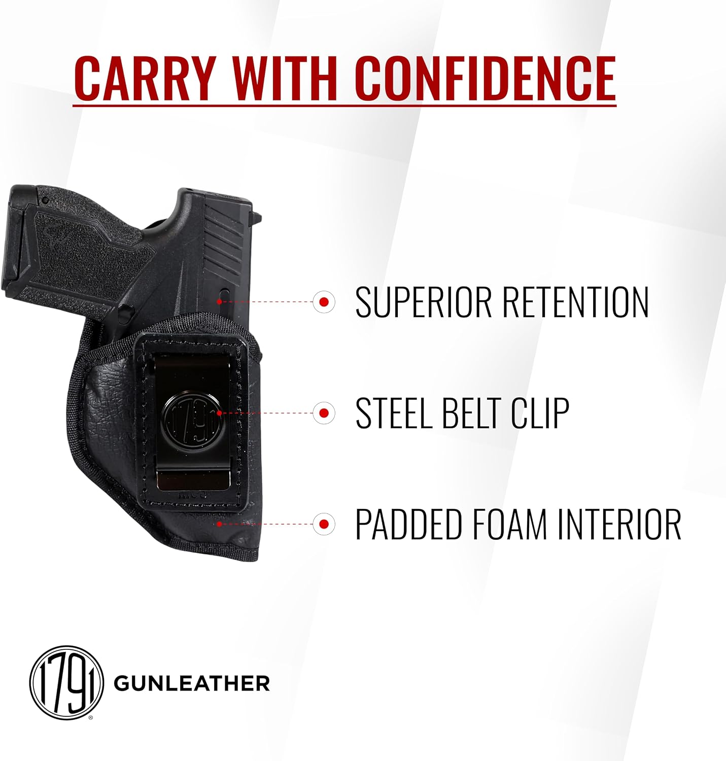 1791 EcoCarry Gun Holster - IWB G43X Holster fits Glock 43X, 43, FN Reflex, Taurus GX4, Springfield Hellcat, Sig P365 and Similar Micro Compact Pistols (MC3)