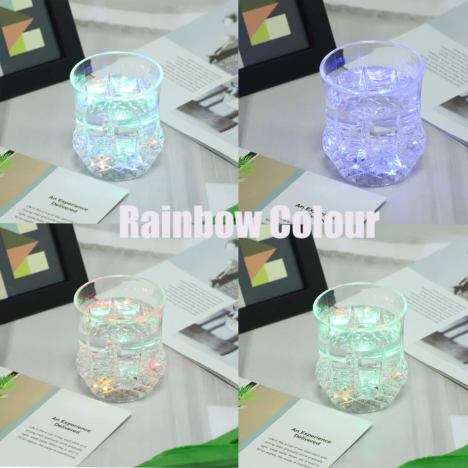 4 bicchieri luminosi con luce LED, bicchieri per vino attivati automaticamente dal liquido, bicchieri LED luminosi per feste, disco, night club, bar, whisky, birra (confezione da 4)