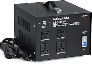 Robonedo 5000W Step Up & Down Transformer 110V to 220V / 220V to 110V, 5000 Watt Voltage Converter Transformer - Heavy-Duty Step Up/Down Power Converter Transforms with 2 DC 5V USB Ports, 4 Sockets