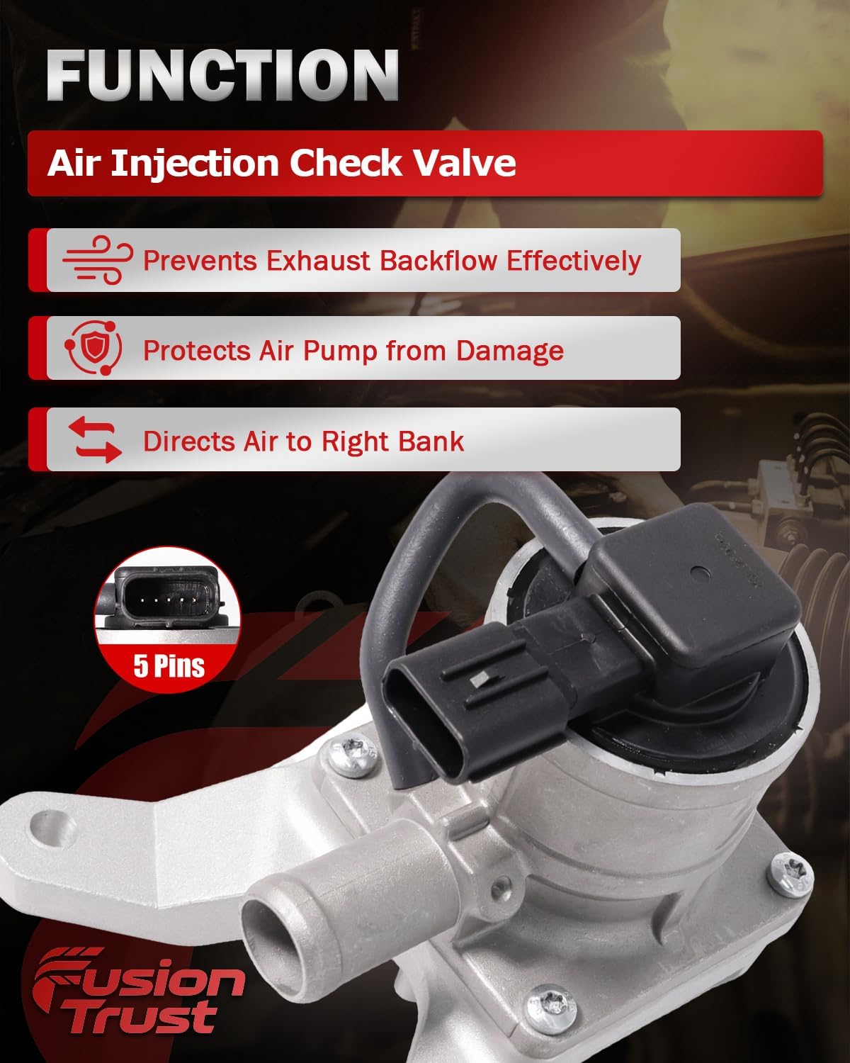 25701-31014 Secondary Air Injection Check Valve Right for Toyota Tundra 4Runner FJ Cruiser 2010-2024 4.0L V6 Air Switch Control Valve, Replaces OE: 2570131014 2570131010 2570131011