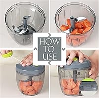 Vista 5 de Ourokhome Manual Food Processor Vegetable Chopper, Portable Hand Pull String Garlic Mincer Onion Cutter for Veggies, Ginger, Fruits, Nuts, Herbs