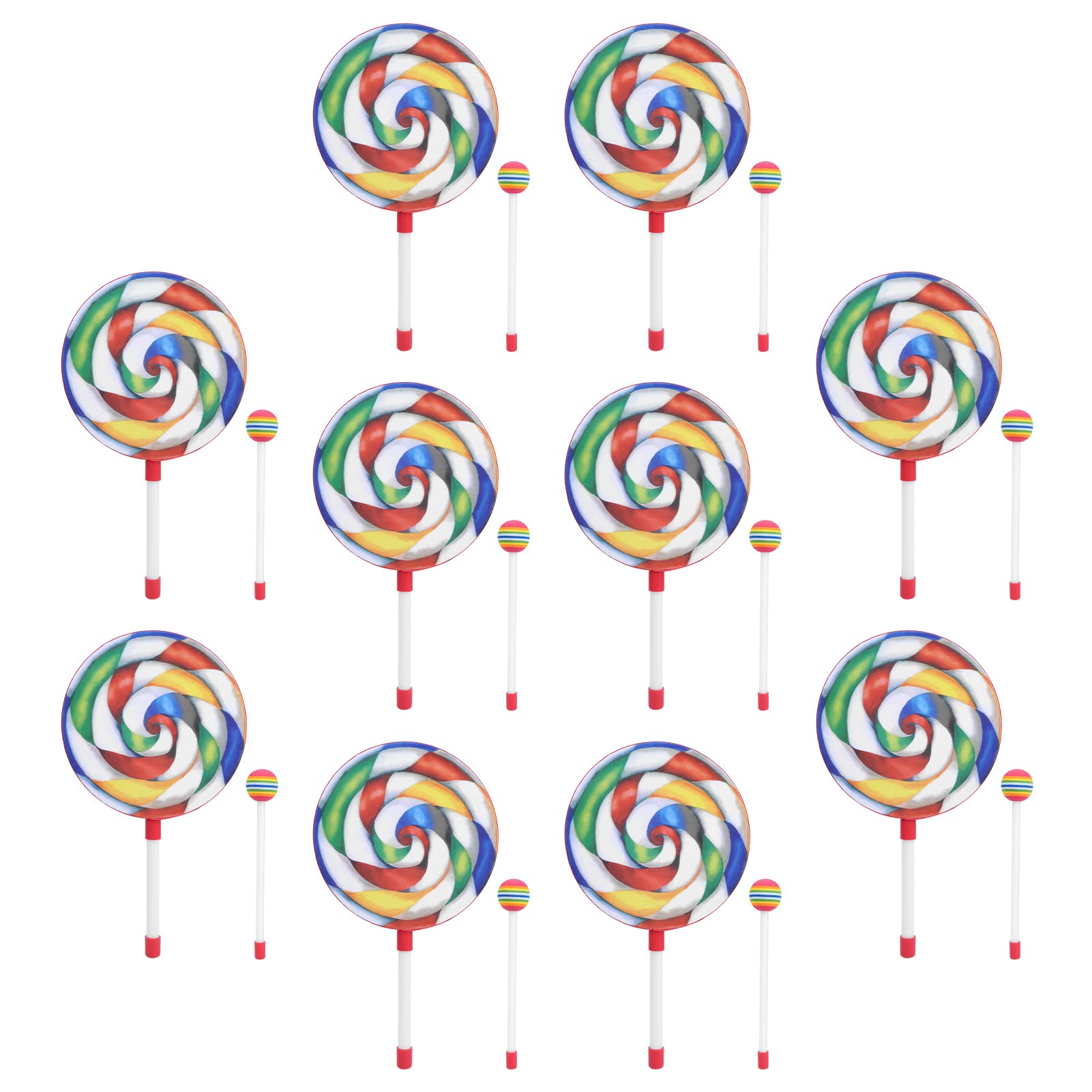 Juego de Batería Colorida con Forma de Piruleta para Actuaciones de Educación Musical para Niños, Instrumento de Ritmo Musical con Baquetas de 10 Piezas para Educación Infantil