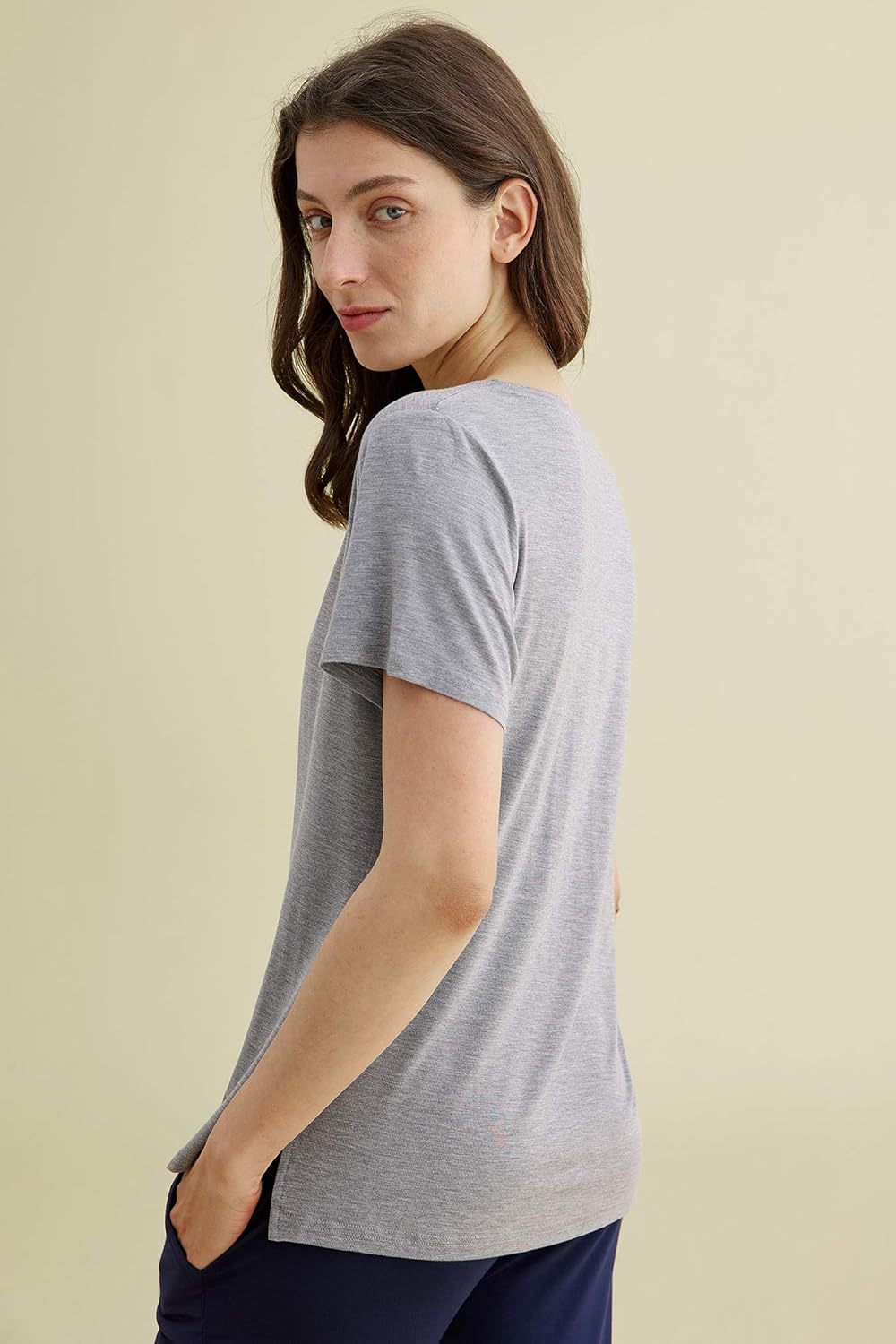 Latuza Women's Viscose Sleep T-Shirt V-Neck Pajamas Top - Image 3