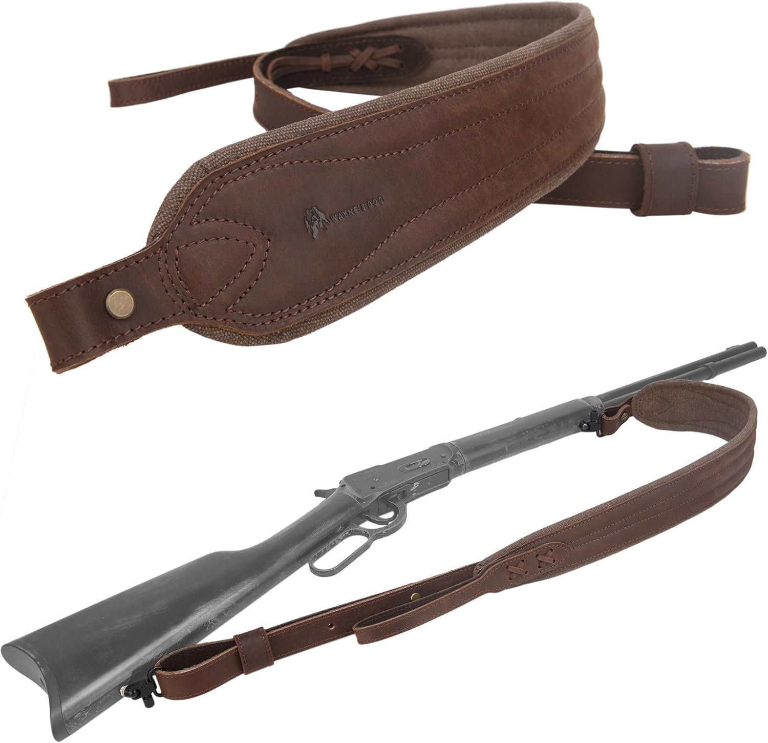 Tas Trost Durable Leather Rifle Sling, Adjustable Length Shotgun Shoulder Strap for Outdoor Hunting