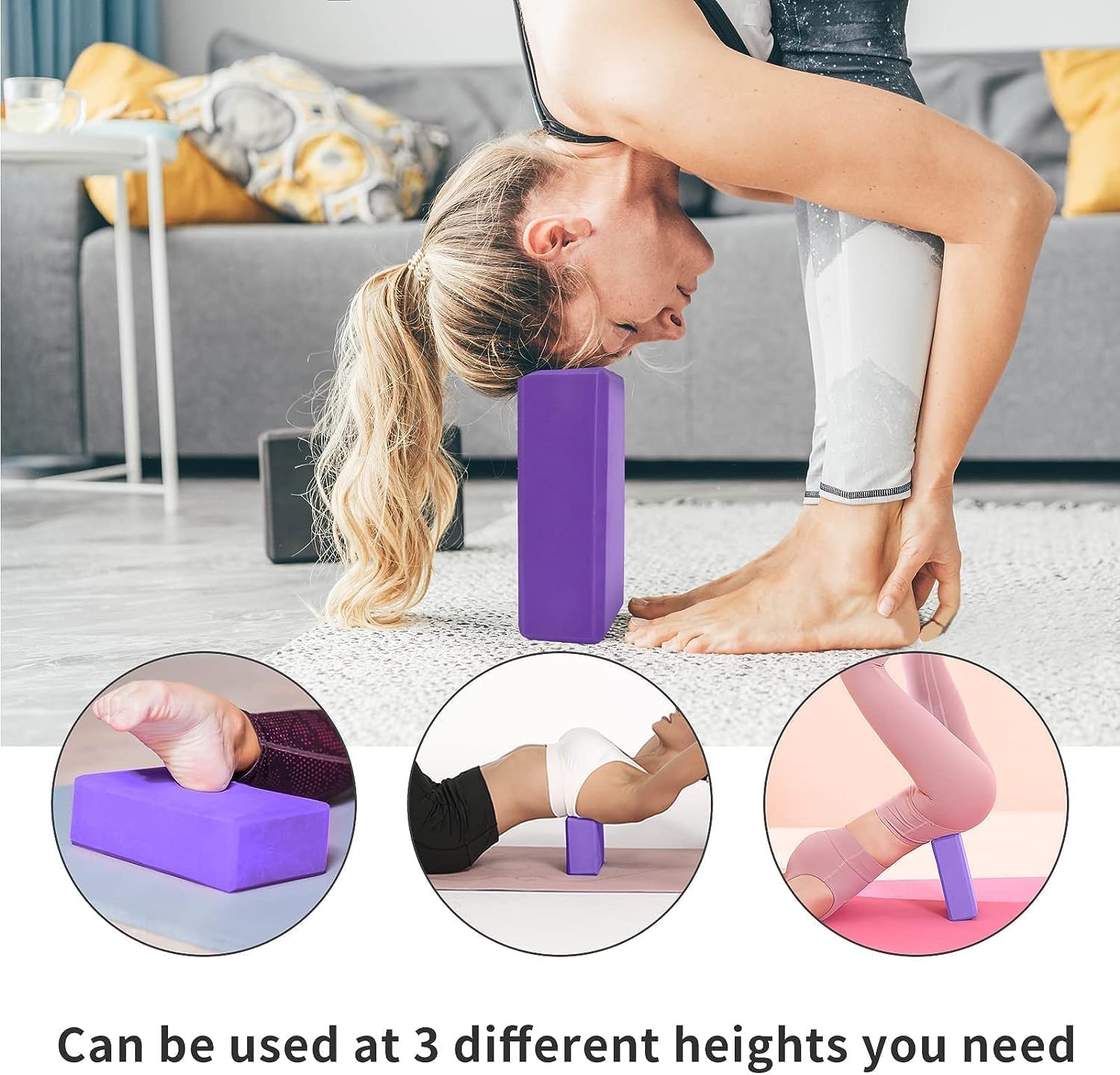 High Density Yoga Block Bricks - Support for Poses & Meditation Set of 2 For Men Women Foaming Pilates Fitness Stretching Aid, Balance, Health, Sports, Gym Exercise