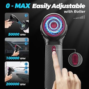 Compress Air Duster, 200000RPM Electric Air Duster with Brushless Motor, Roller Adjustment, Rechargeable Cordless Air Blower for Keyboard, PC, Car, Home Cleaning Kits (Pink)