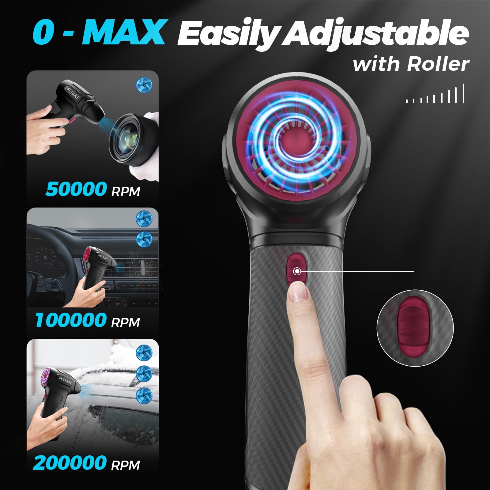 Druckluft-Staubwedel - 200000RPM Super Power Turbo Ventilator mit bürstenlosem Motor Jet Gebläse Elektrischer Air Duster für Tastatur PC Auto Home Cleaning Kits Rosa
