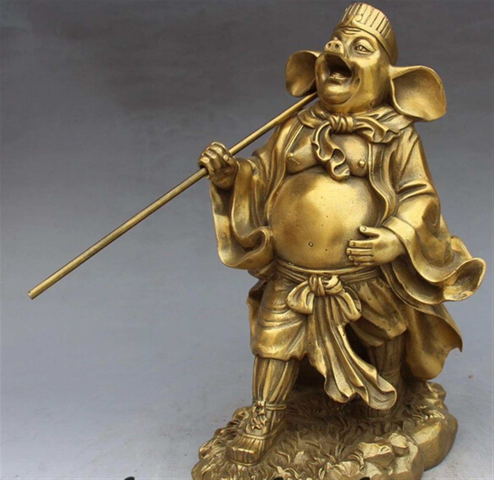 FAMoUsGoods10-inch Bronze Statue Journey To The West Pig Bajie Statue Marshal Tianpeng Sculpture Desktop Statue
