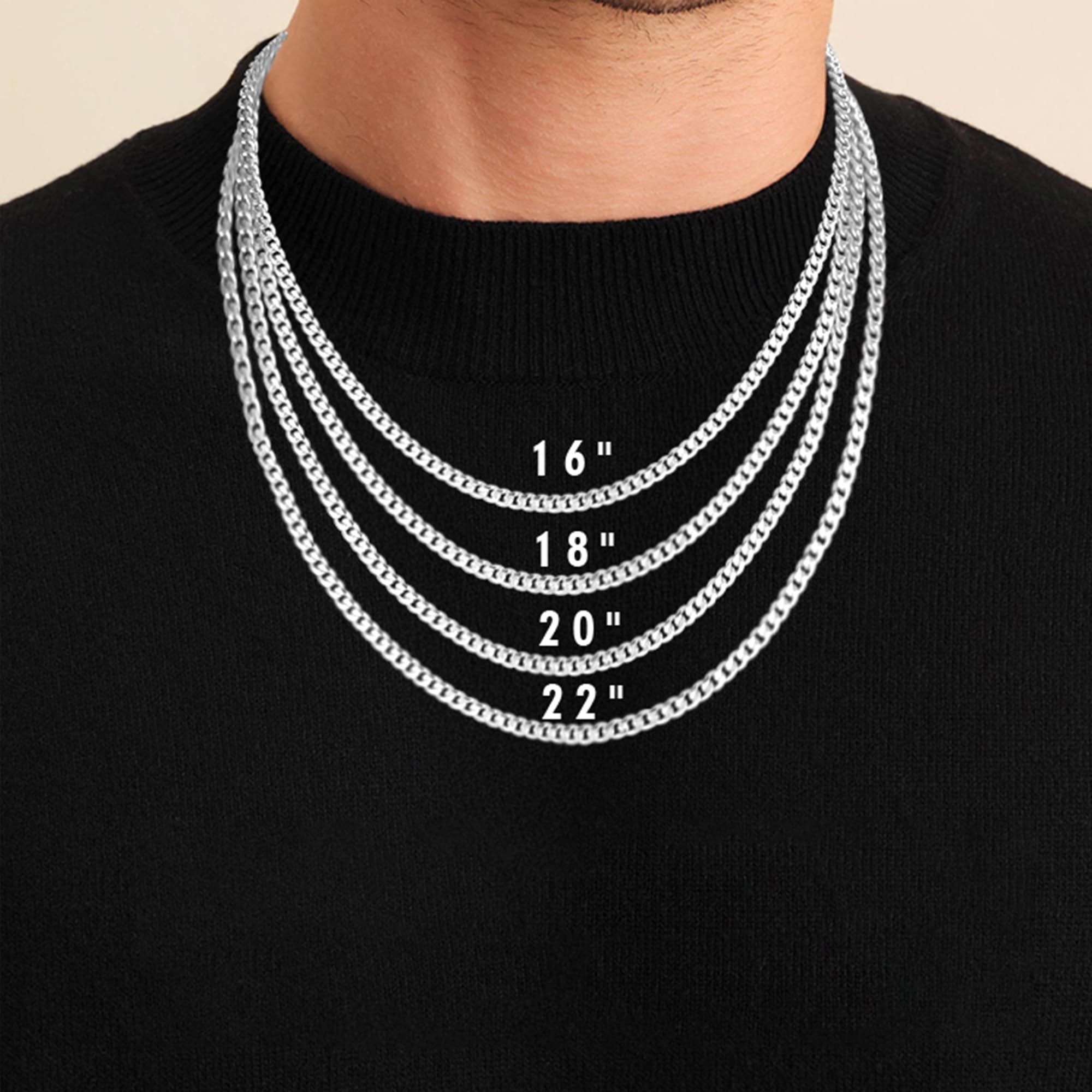 7mm Breit KubanischeKette Silberkette Herren | Panzerkette Herren 925 Sterling Silber Over Chain Jewelry Schmuck Geschenke für Männer Papa Freund Längen 46/51/56/61/66CM
