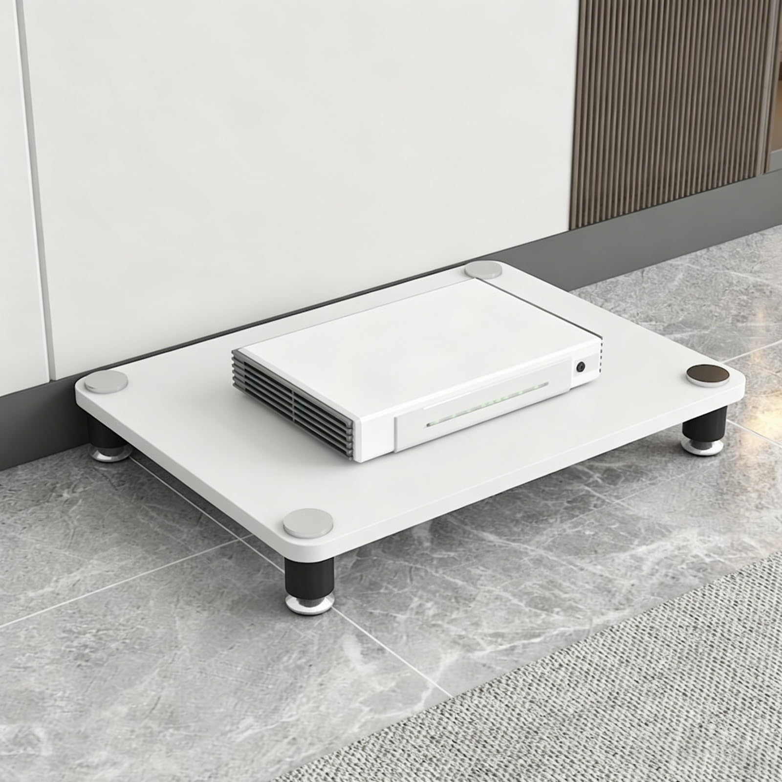 Meuble pour système stéréo blanc au design moderne et finition raffinée