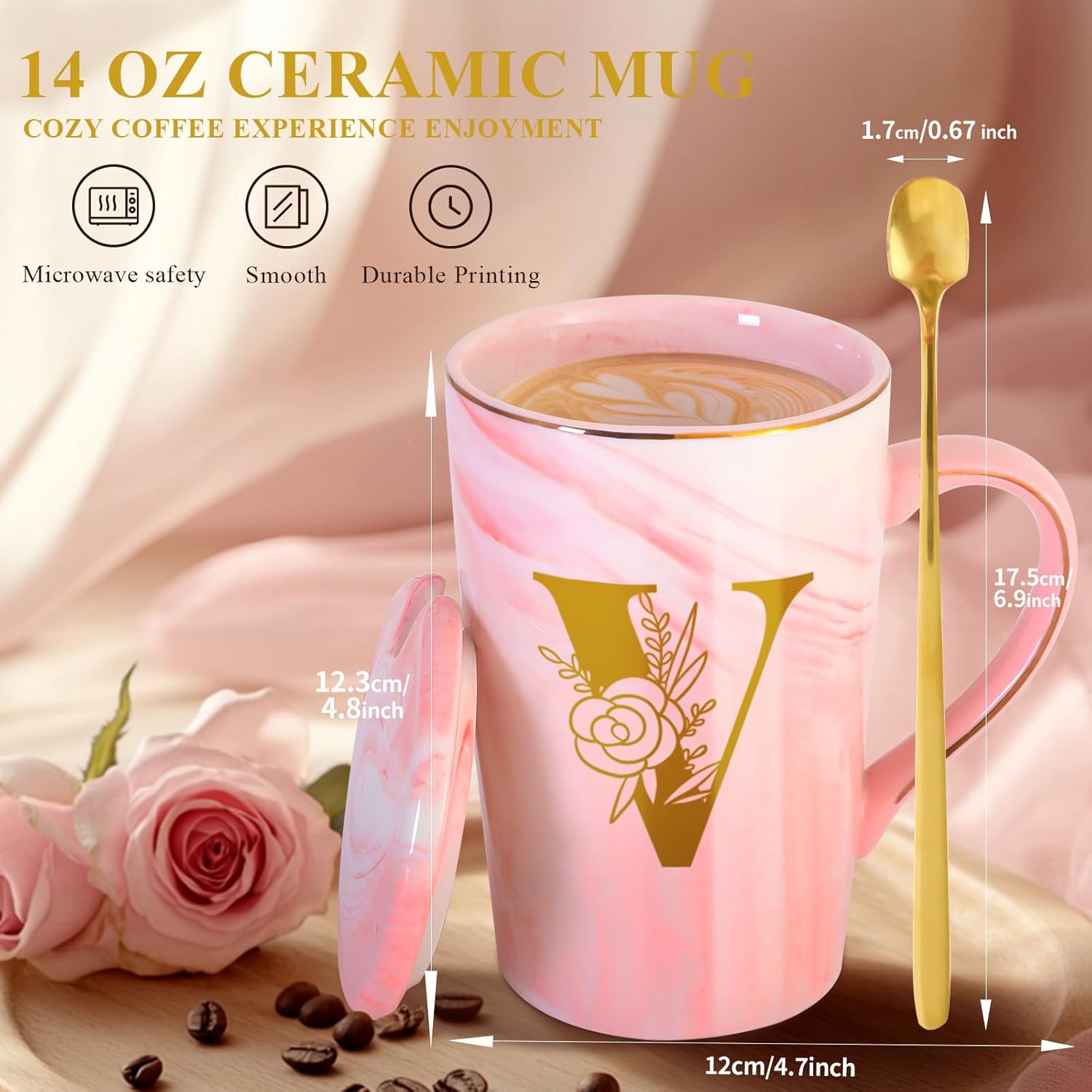MNZZ Personalized Ceramic Coffee Mug with Lid Tea Cup Women Men Teacher Christmas Gifts Math Biology Piano Future Mentor Speech Substitute Ballet Drama Guitar Yoga Montessori Physics Chemistry Band,V - Image 4