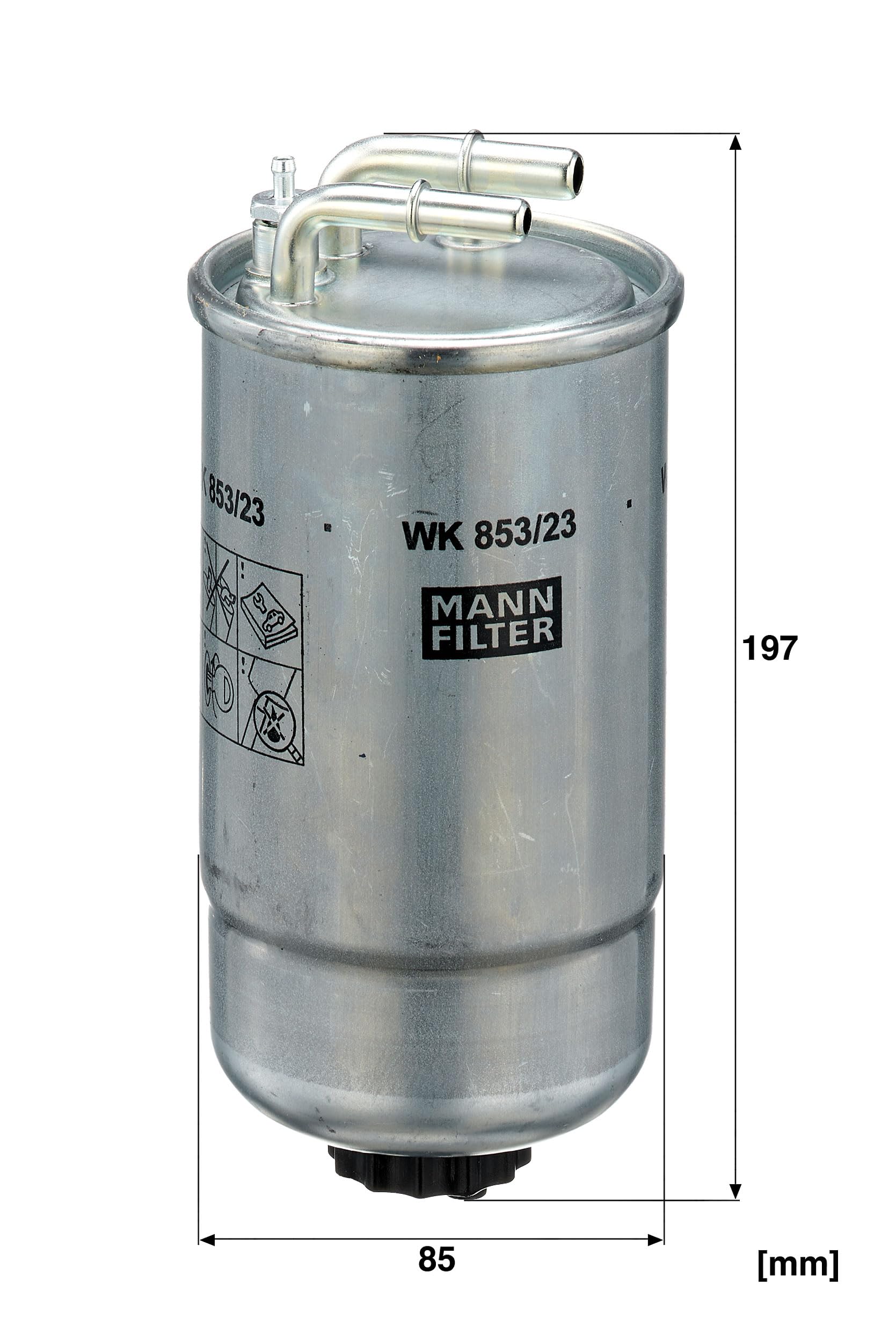 MANN-FILTER, WK 853/23 Filtro de combustible | Para Turismos, Protección sistema combustible, Protección inyectores, Combustible limpio, Calidad original OE
