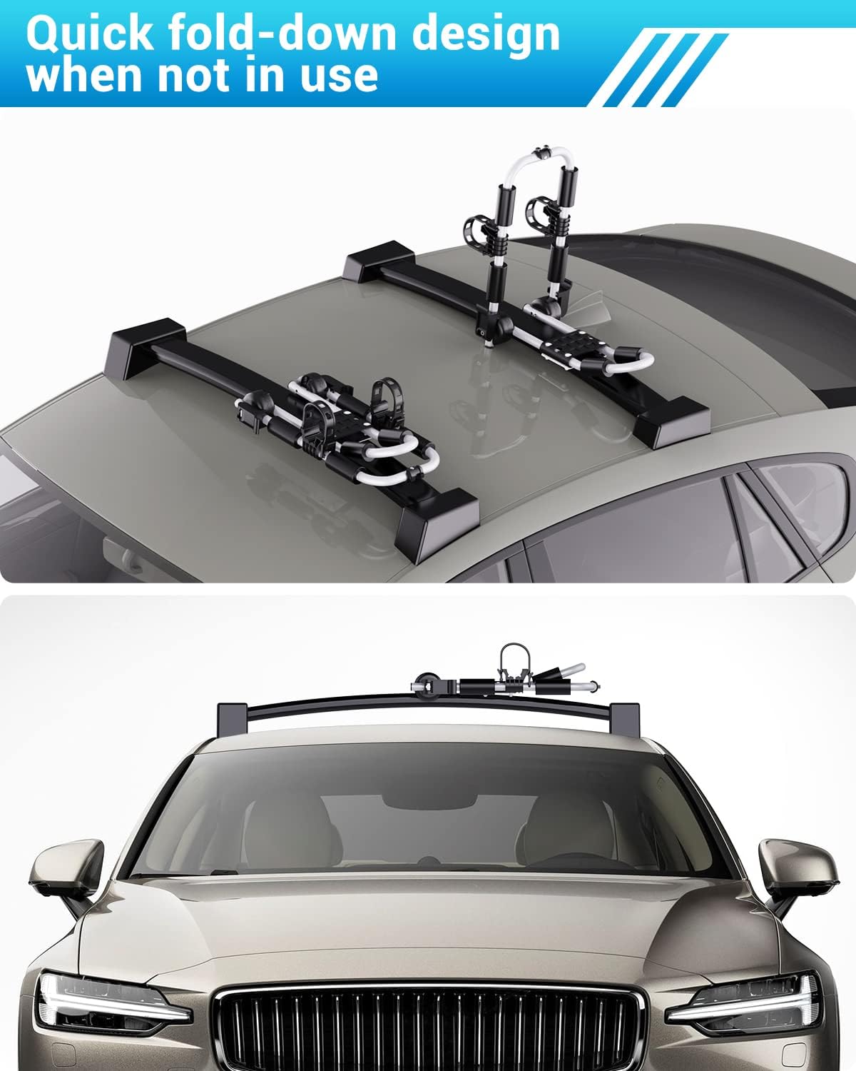 Kayak Roof Rack, Sportneer Folding Kayak Rack for SUV J Bar Rack for Canoe Cars Truck Universal Kayak Carrier for Paddleboard Surfboard Ski Board Mount on Crossbar with Tie Down Straps