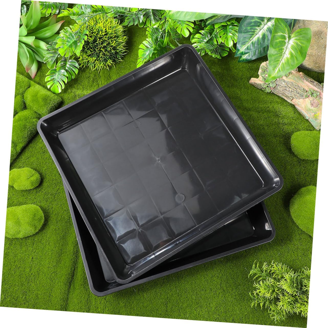 6pcs Heavy Duty Plastic Flower Pot Drip Saucer Square Planter for Garden