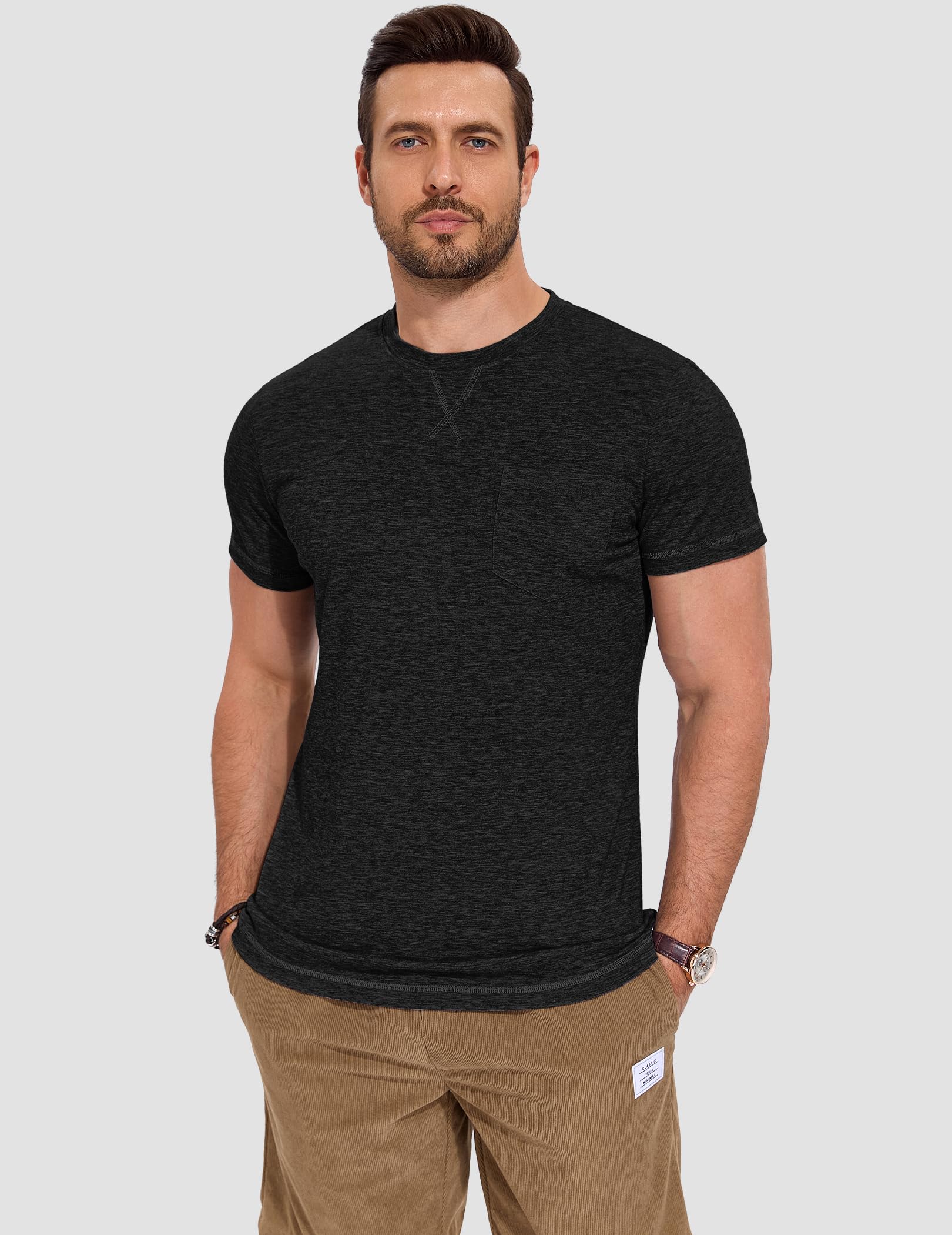 TARAINYA T-Shirt Uomo Cotone Maniche Corte Girocollo Tinta Unita Maglietta Estive