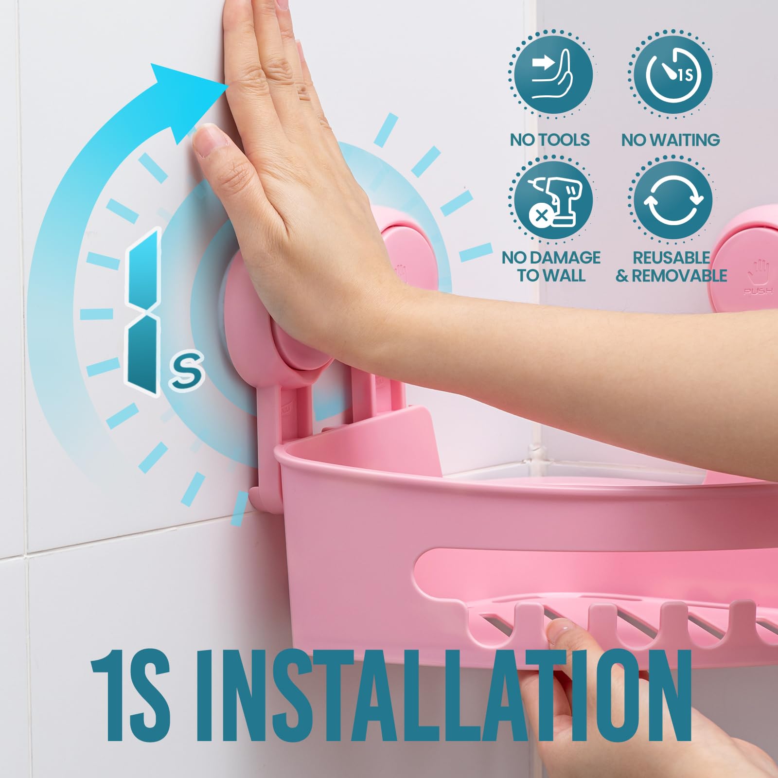 TAILI Shower Corner Shelves 2 Pack Corner Shower Caddy Suction Bathroom Shelf Small Bathroom Storage Triangle Shelf for Shampoo Conditioner Plastic Kitchen Accessories for Kitchen Drill-Free - Image 2
