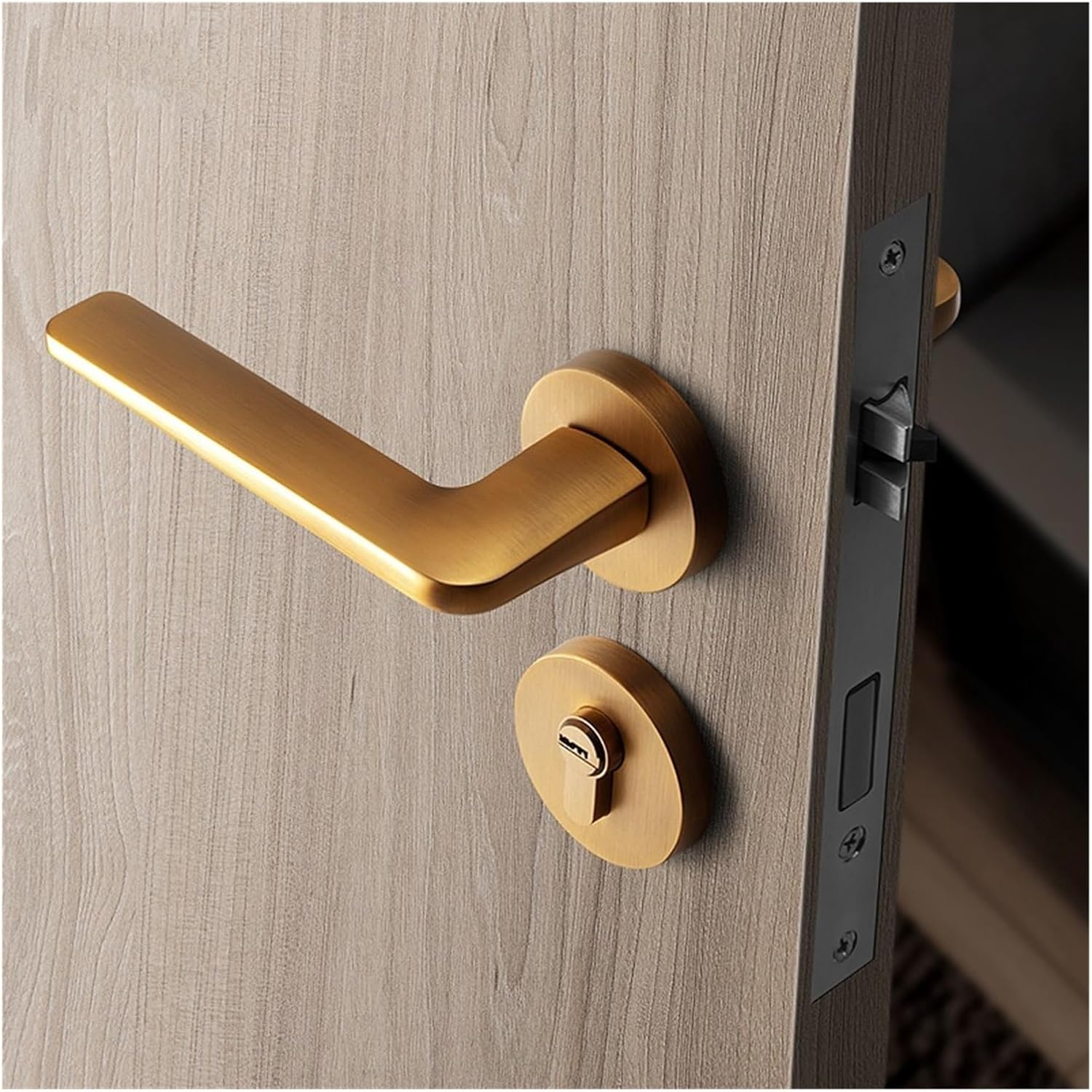 Lock Room Door Lock Indoor Bedroom Door Lock Yellow Bronze Split Lock Household American Simple Door Lock