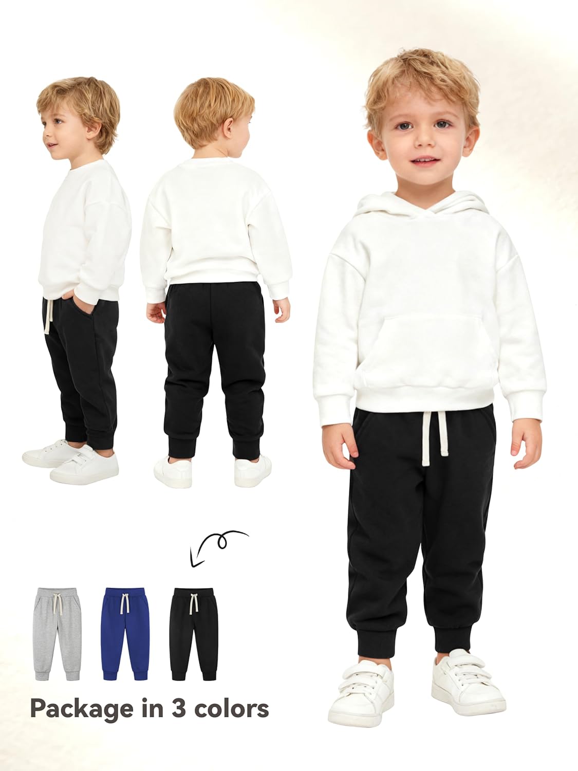 3 Pack Toddler Boys Girls Sweatpants Toddler Boys Kids Joggers Pants with Pocket Drawstring Athletic Clothes - Image 4