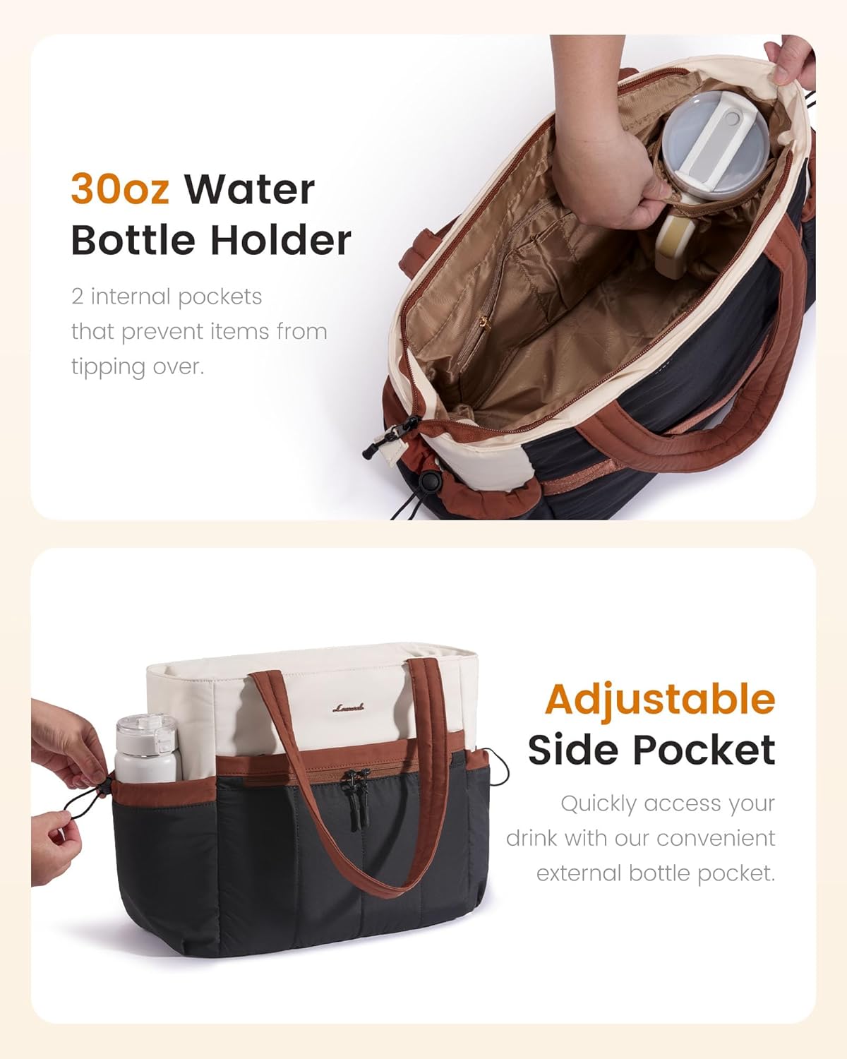 LOVEVOOK Puffer Laptop Bag for Women, Ultra-Lightweight Work Bag Tote w/Organized Compartments, 15.6/17.3“, for Travel&Work - Image 3