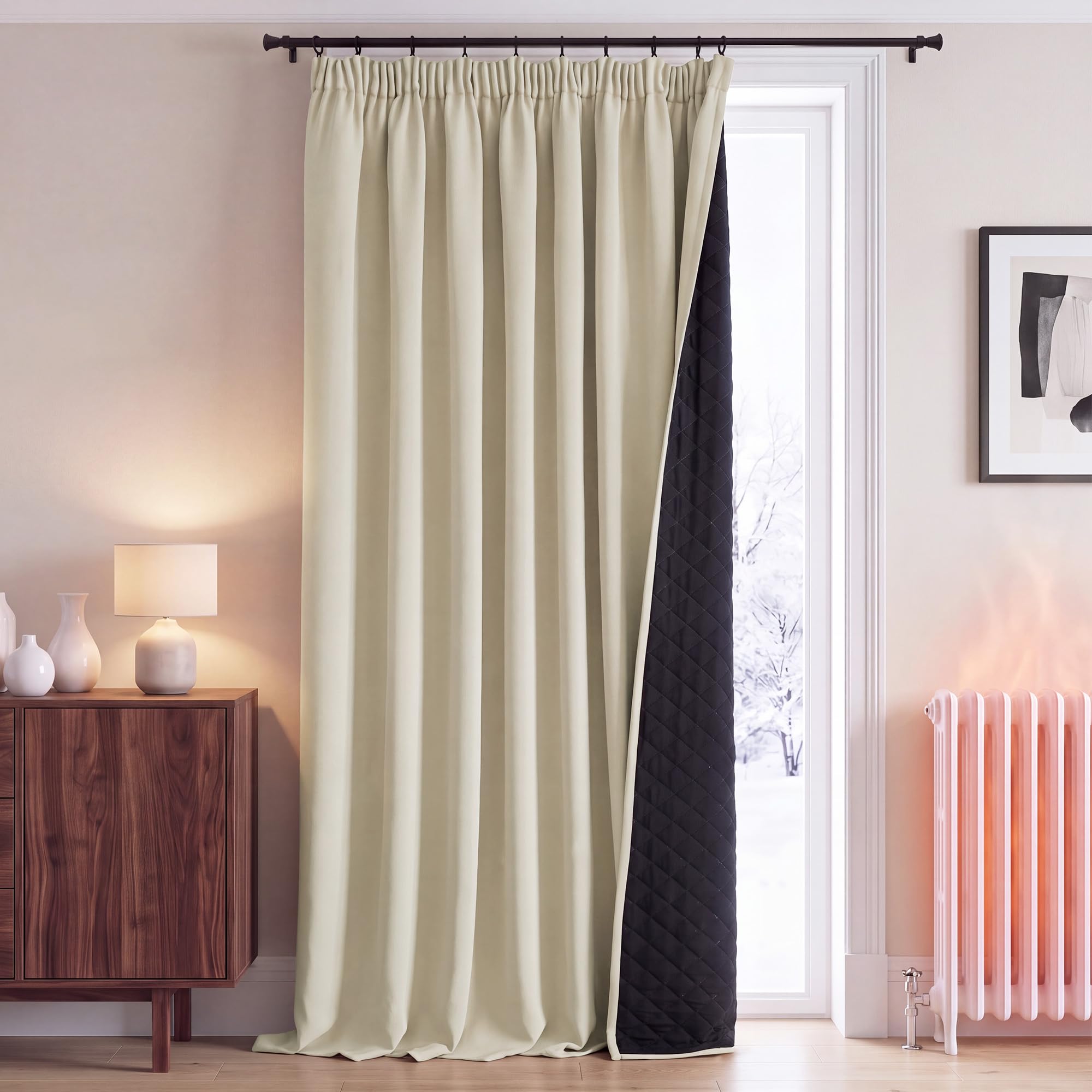 PONY DANCE Rideaux Isolant Thermique Matelassé 100% Occultant 140x245cm